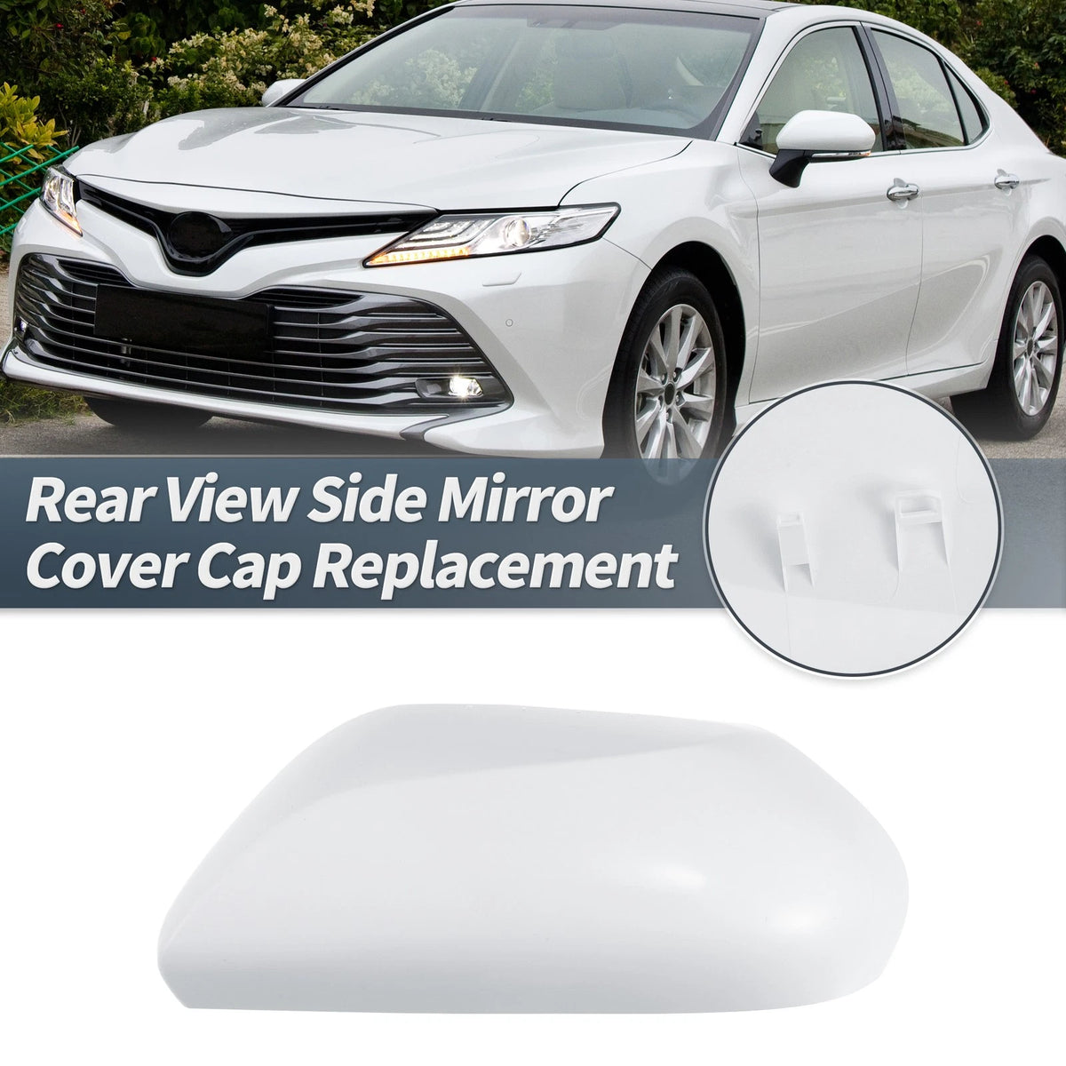 Left Side Door Mirror Cover Cap White for Toyota Camry (2018-2023)