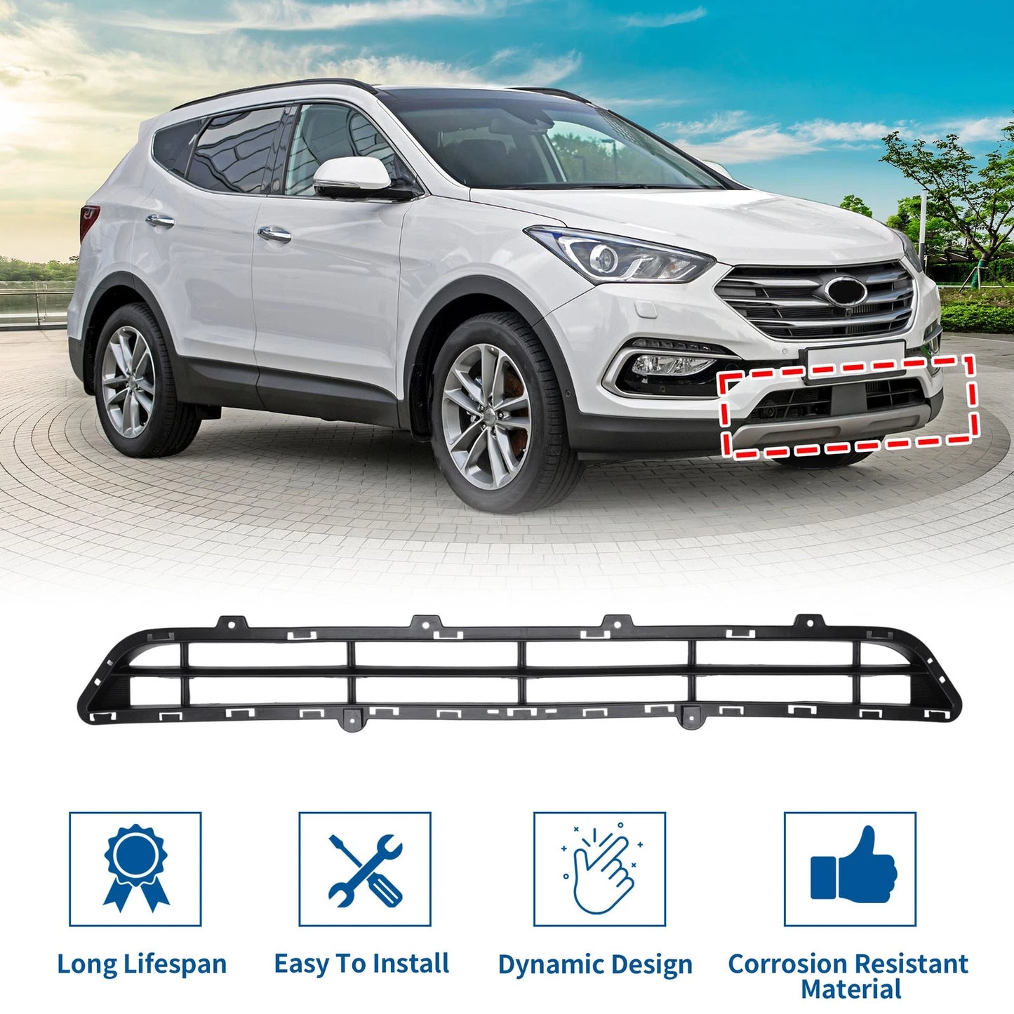 Lower Front Bumper Grille for Hyundai Santa Fe (2013-2016)