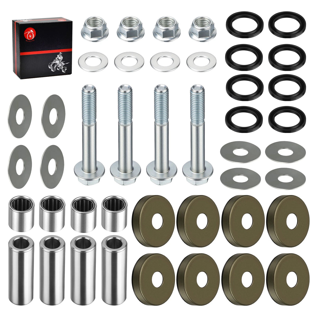 Front Lower A-Arm Bushing Seal Kit w/Bolts for Kawasaki KFX400 (2003–2006)
