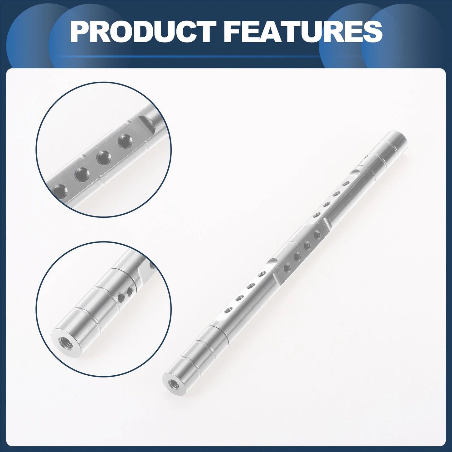Cross Bar / 29cm / Mirror Mount Silver Tone for Motorcycle