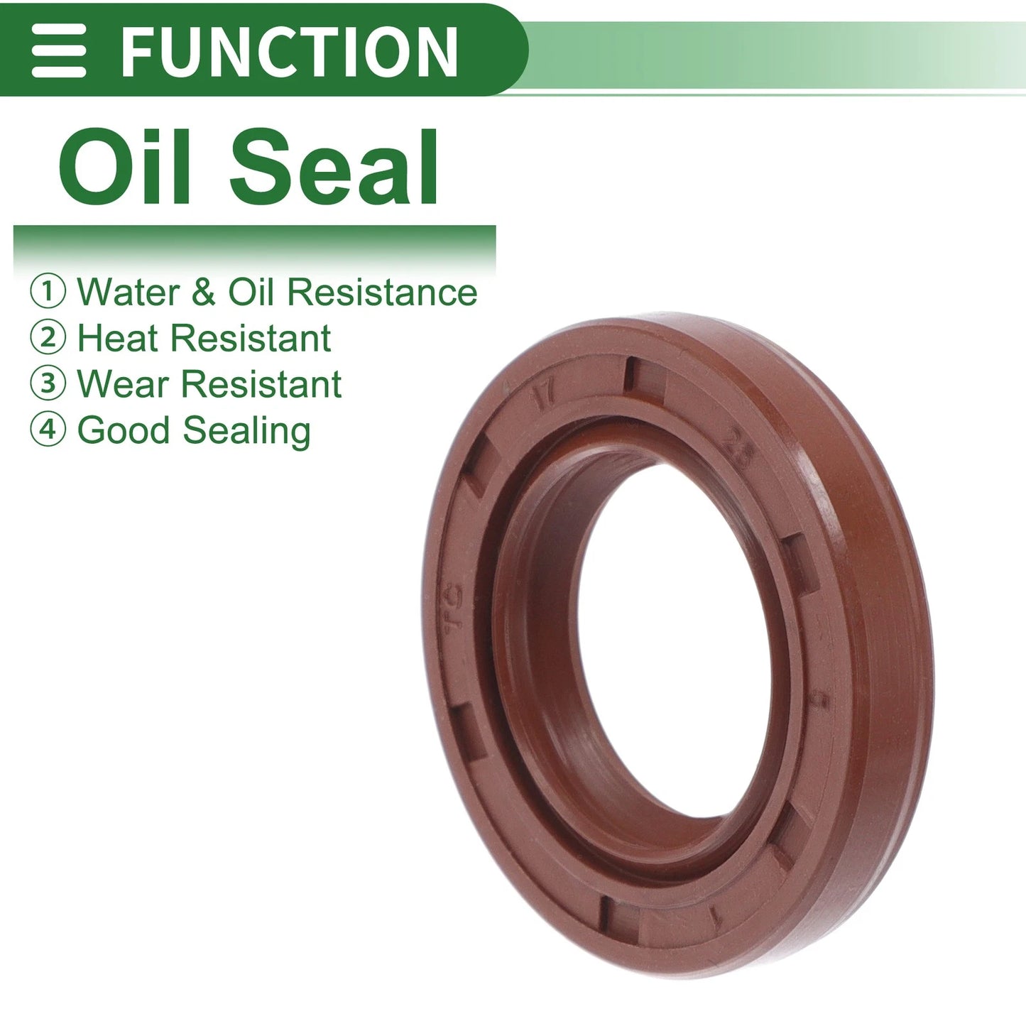 Oil Seal 17x28x5mm Rotary Shaft Seal FKM Rubber Brown 5 Pcs