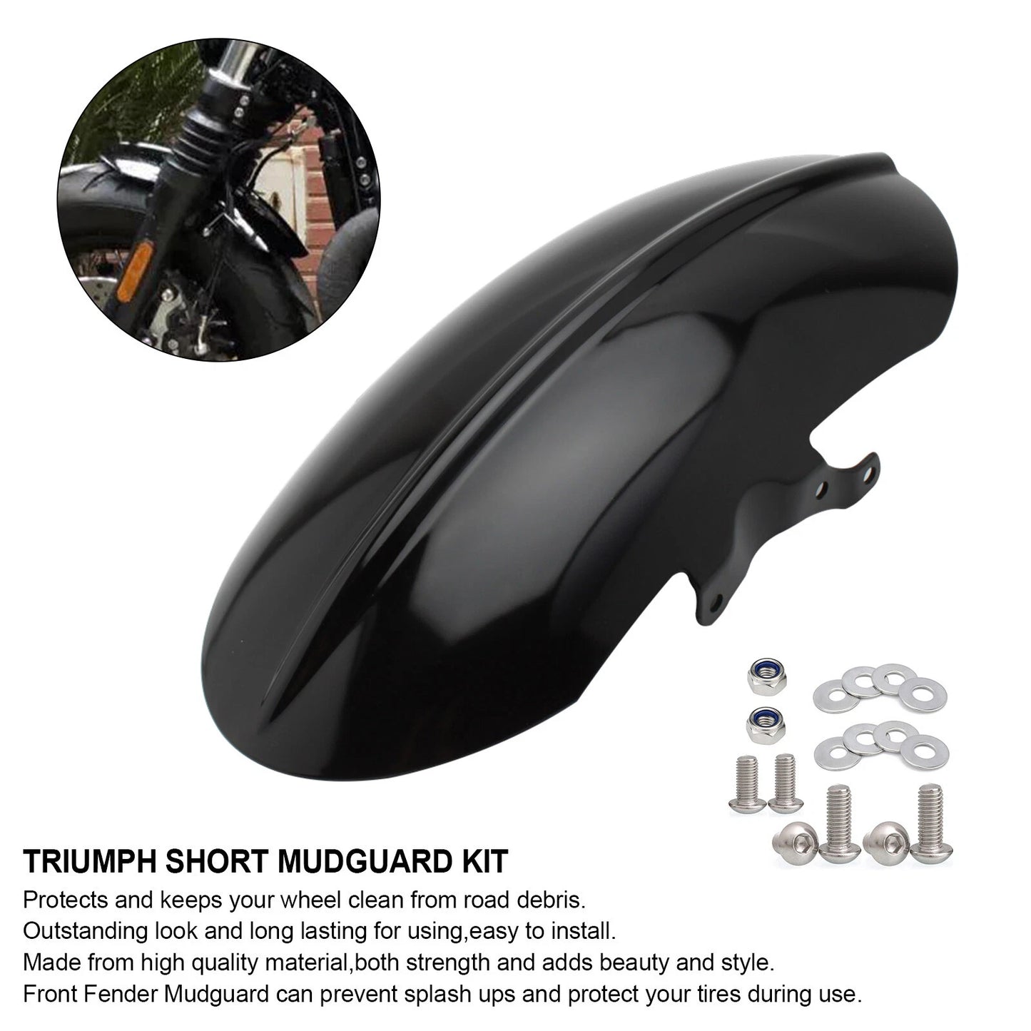 Front Fender for Triumph Bonneville Speedmaster Bobber Black 2018-2021