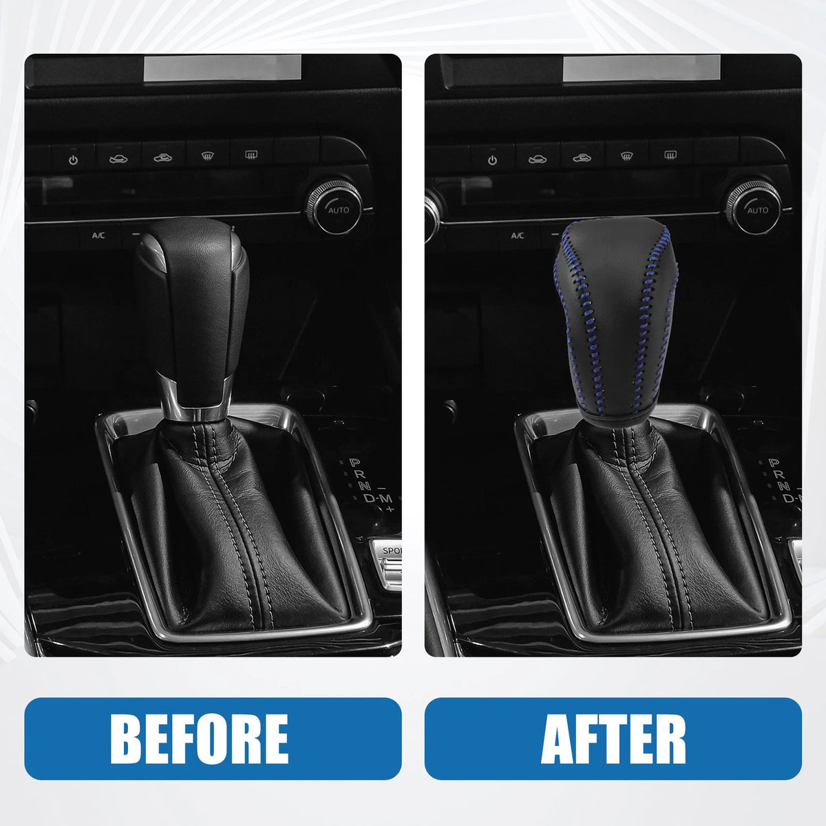 Gear Shift Head Knob Cover Black Blue for Toyota RAV4 (2013–2016)
