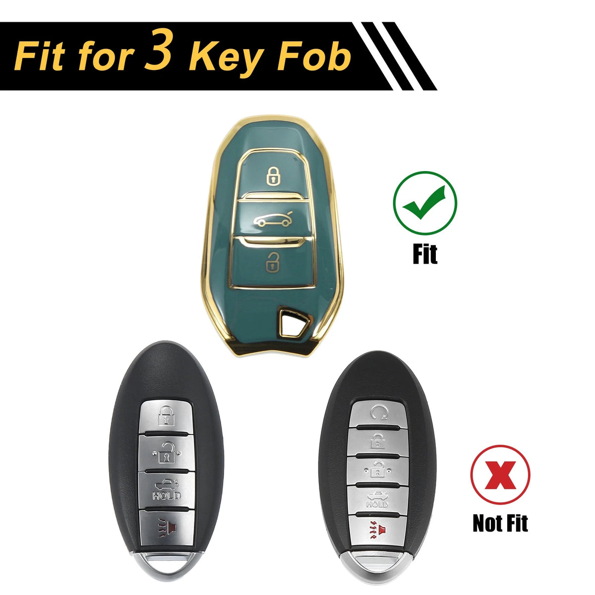 Gray Gold TPU Silicone Key Case for Peugeot 308 (2007-2014)