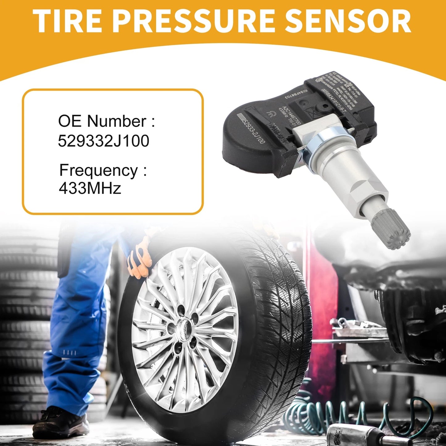 Tire Pressure Sensor 433MHz for Hyundai Accent (2018-2022) 1 Pc