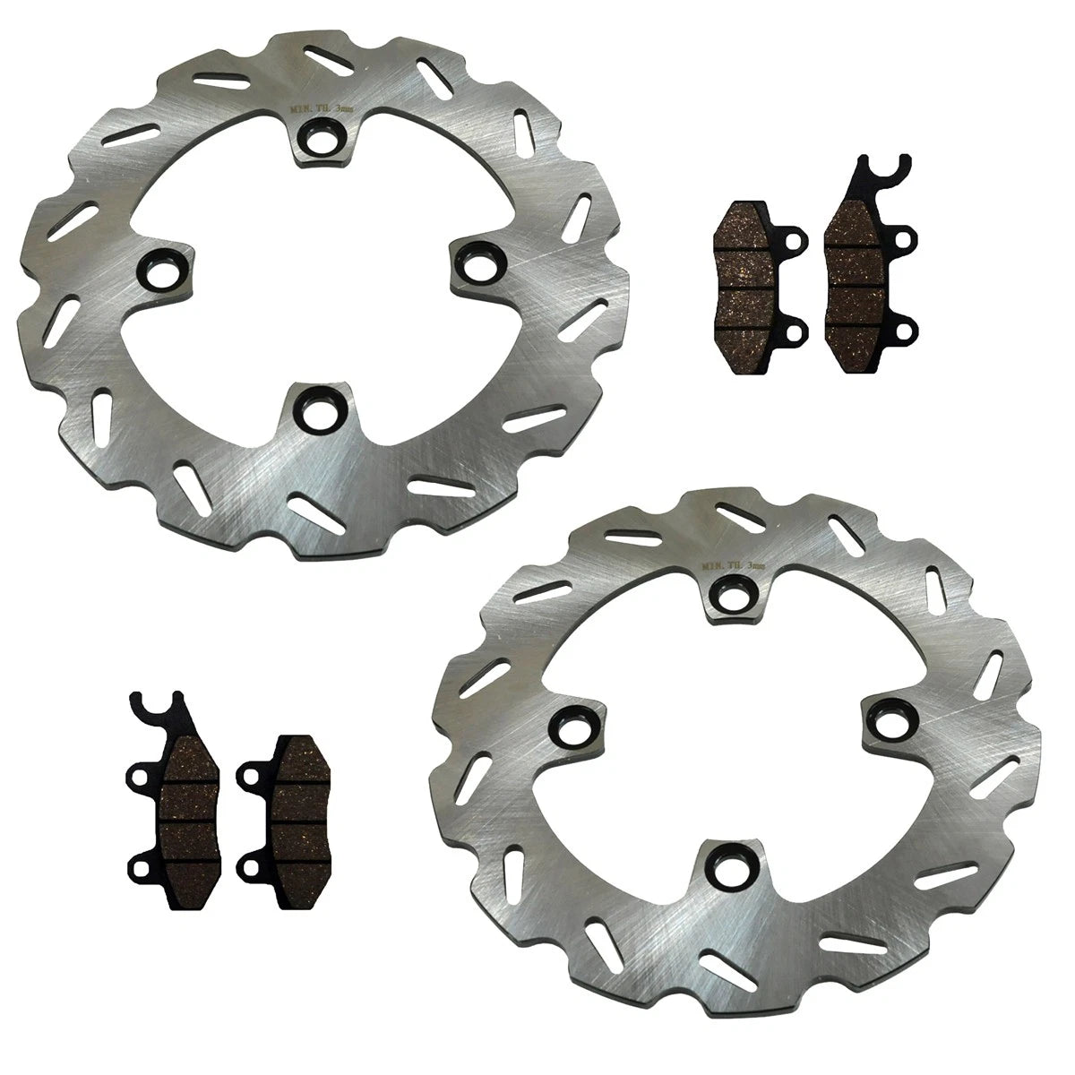 2 x Front Wave Disc Brake Rotors & Pads for Kawasaki Brute Force 750 (2005–2023)