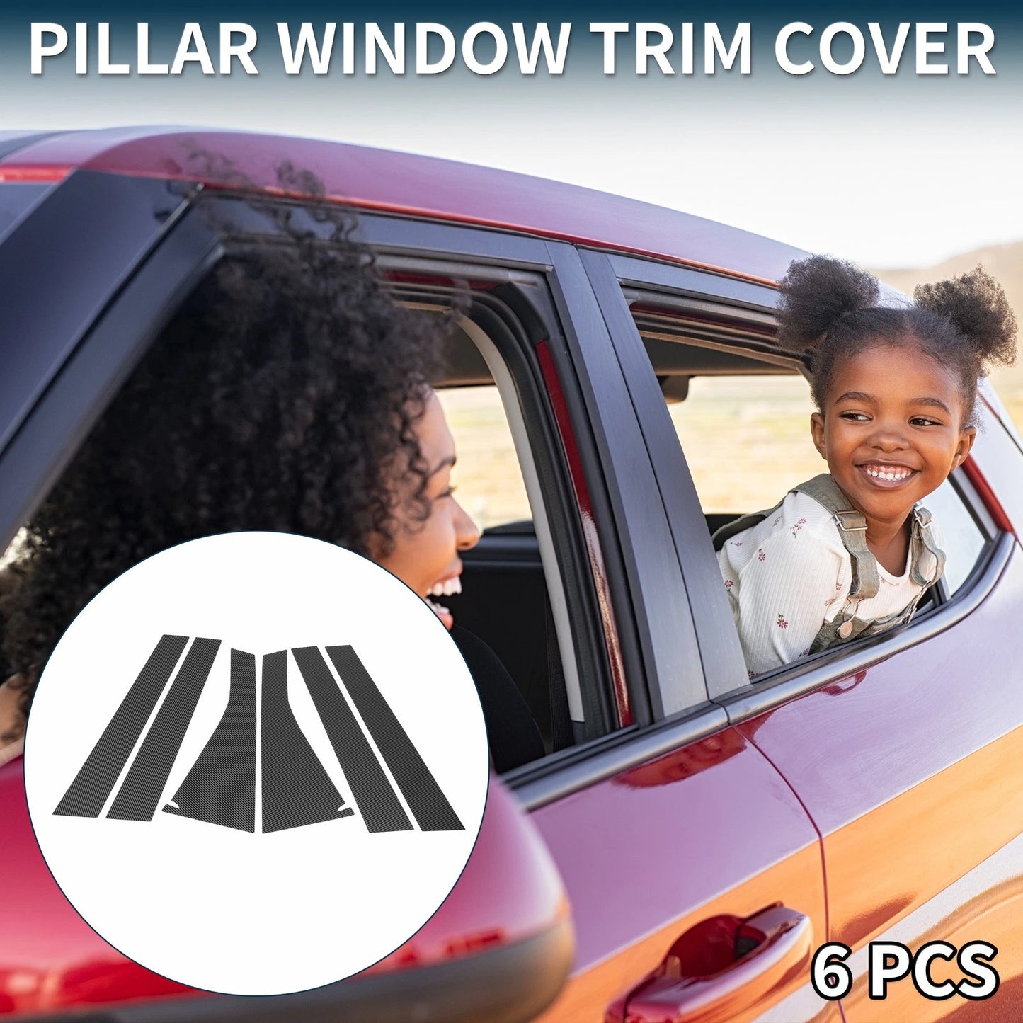 6 Pcs Door Pillar Window Trim for Honda Odyssey (2009-2014) Carbon Fiber