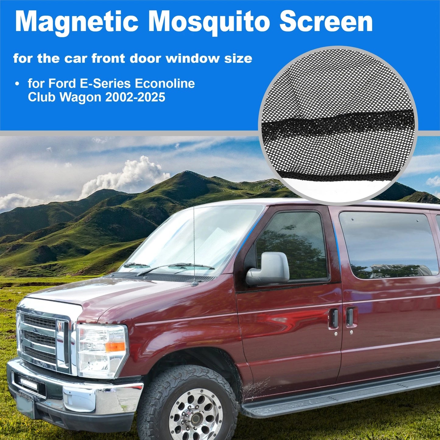 Magnetic Mosquito Screen for Ford E-Series Econoline Club Wagon (2002-2025)