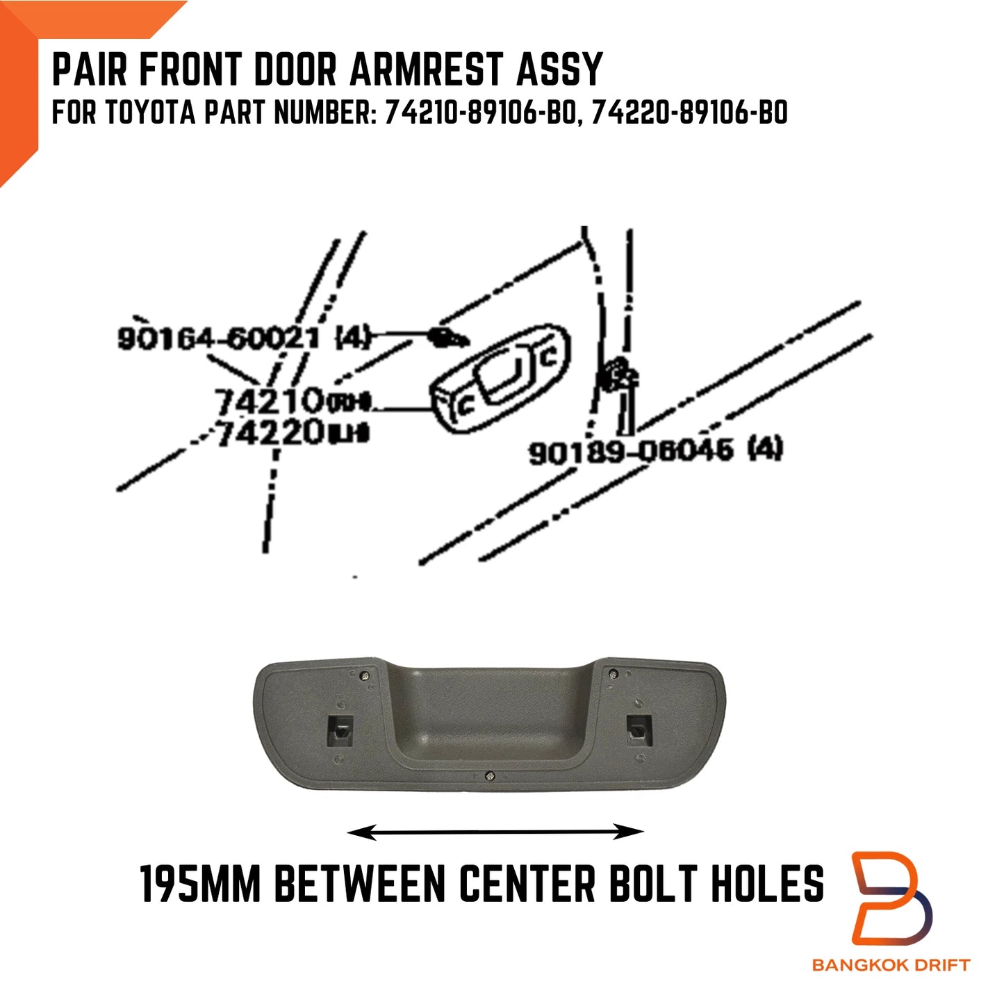 Grey Interior Trim Door Armrest Handle for Toyota Hilux 4Runner (88-96)