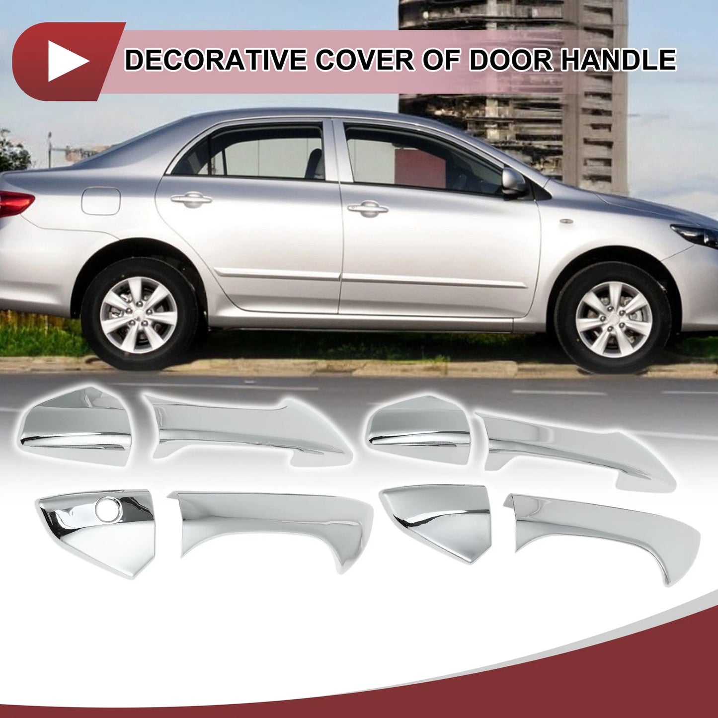 Car Door Handle Covers for Honda Accord (2008-2012) Silver Tone ABS