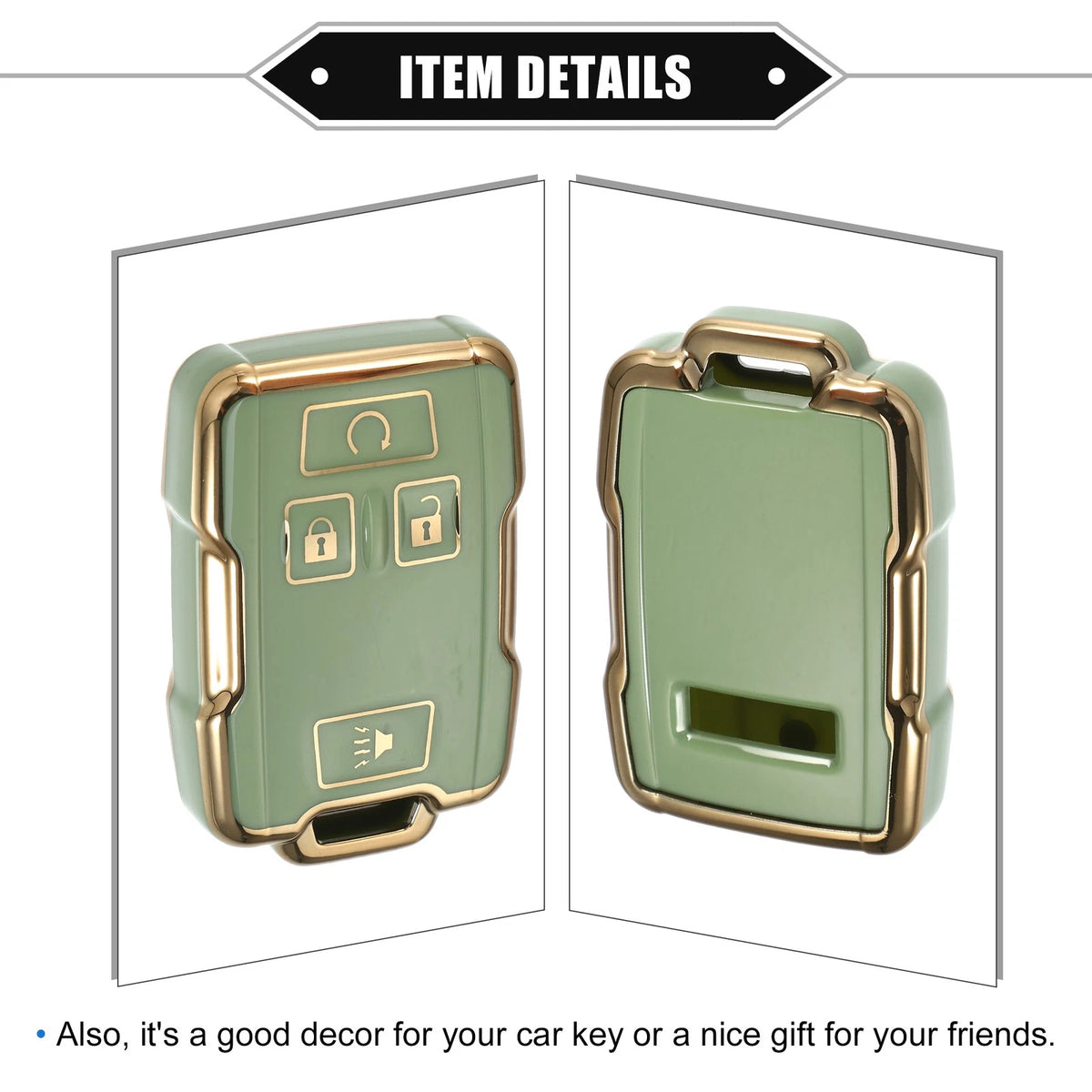 4-Button TPU Key Fob Cover for Chevy Suburban / GMC Green