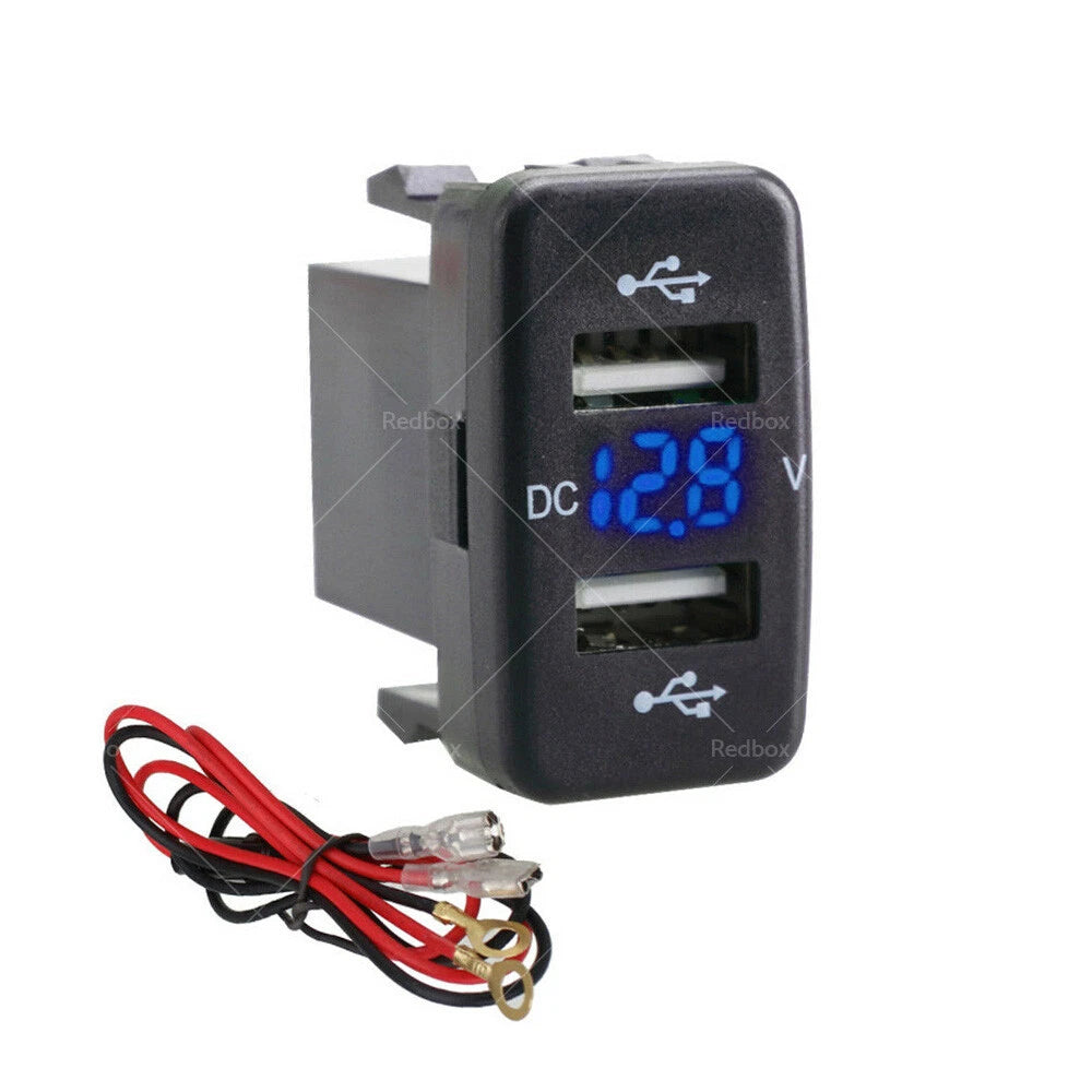 USB Car Charger Socket Voltmeter for Toyota Hilux, Prado, Camry, RAV4 (2007-2023)