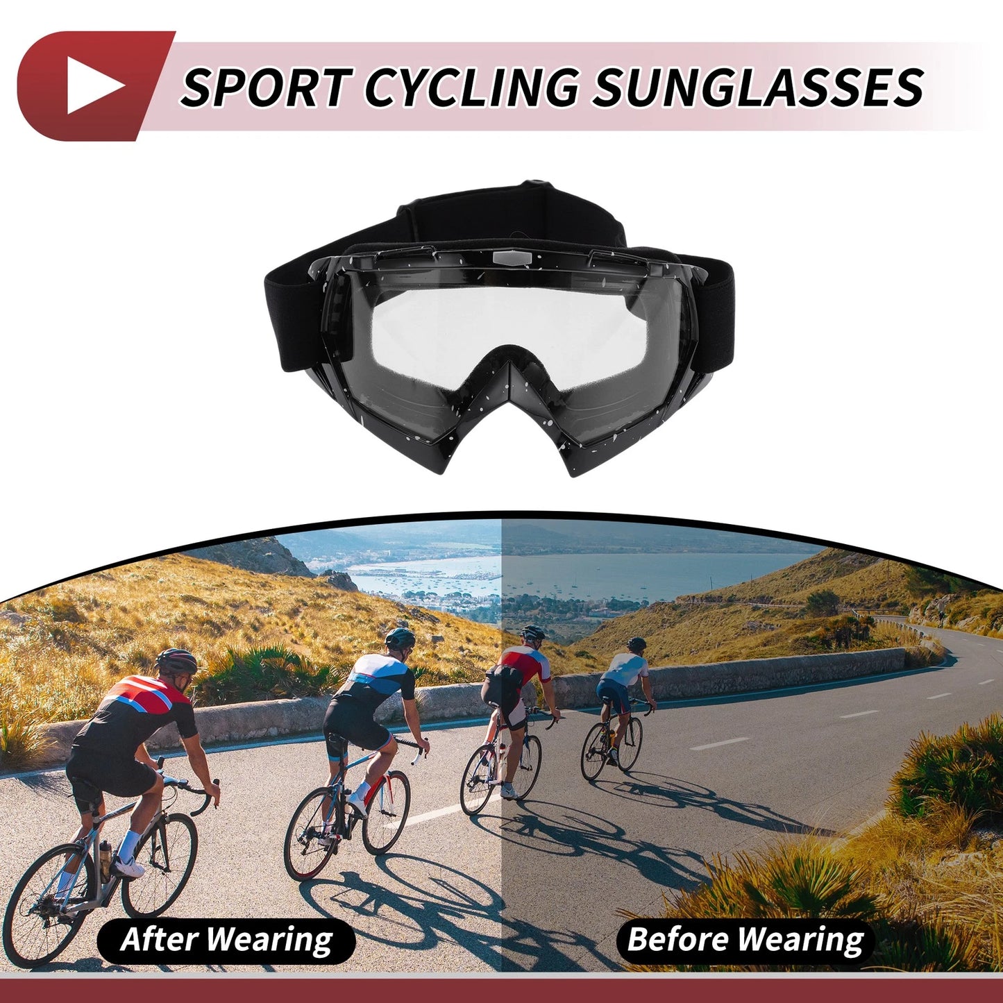 1 Set / Riding Goggles Transparent Lens White Frame for Motorcycle