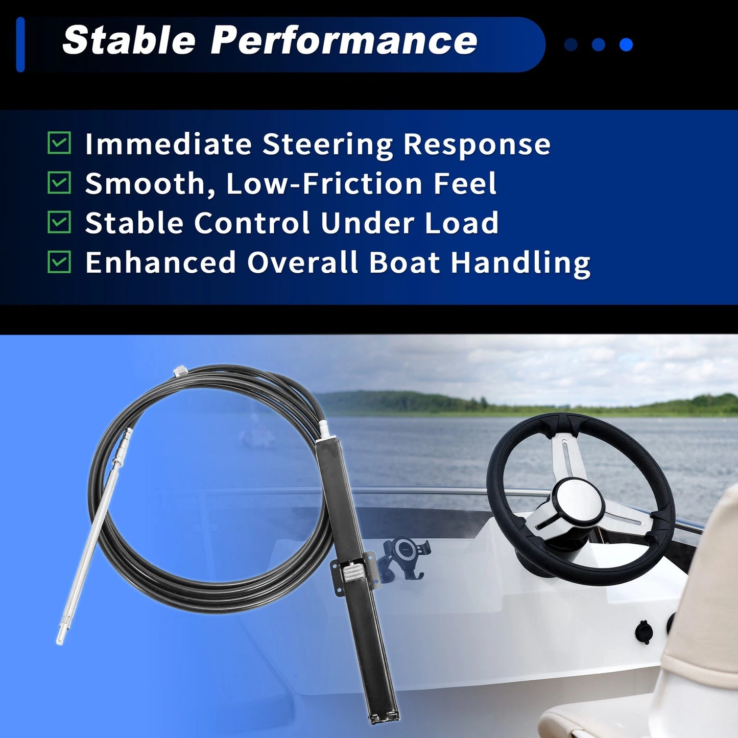 23 Ft Steering Control Cable for Marine Boat Rack Black