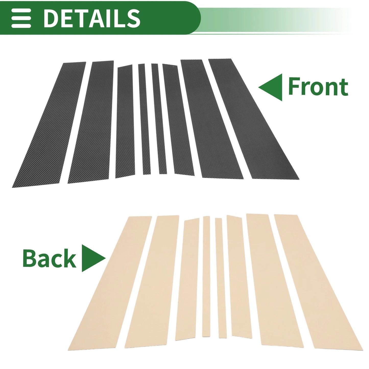 8 Pcs Door Pillar Window Trim for Mercedes GLK 2010-2015 Black Carbon Fiber