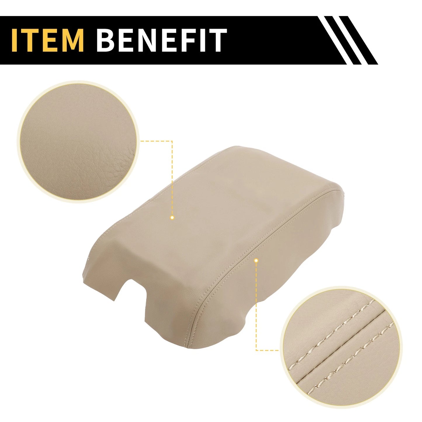 Center Console Armrest Cover for Ford F-150 Microfiber Leather Beige