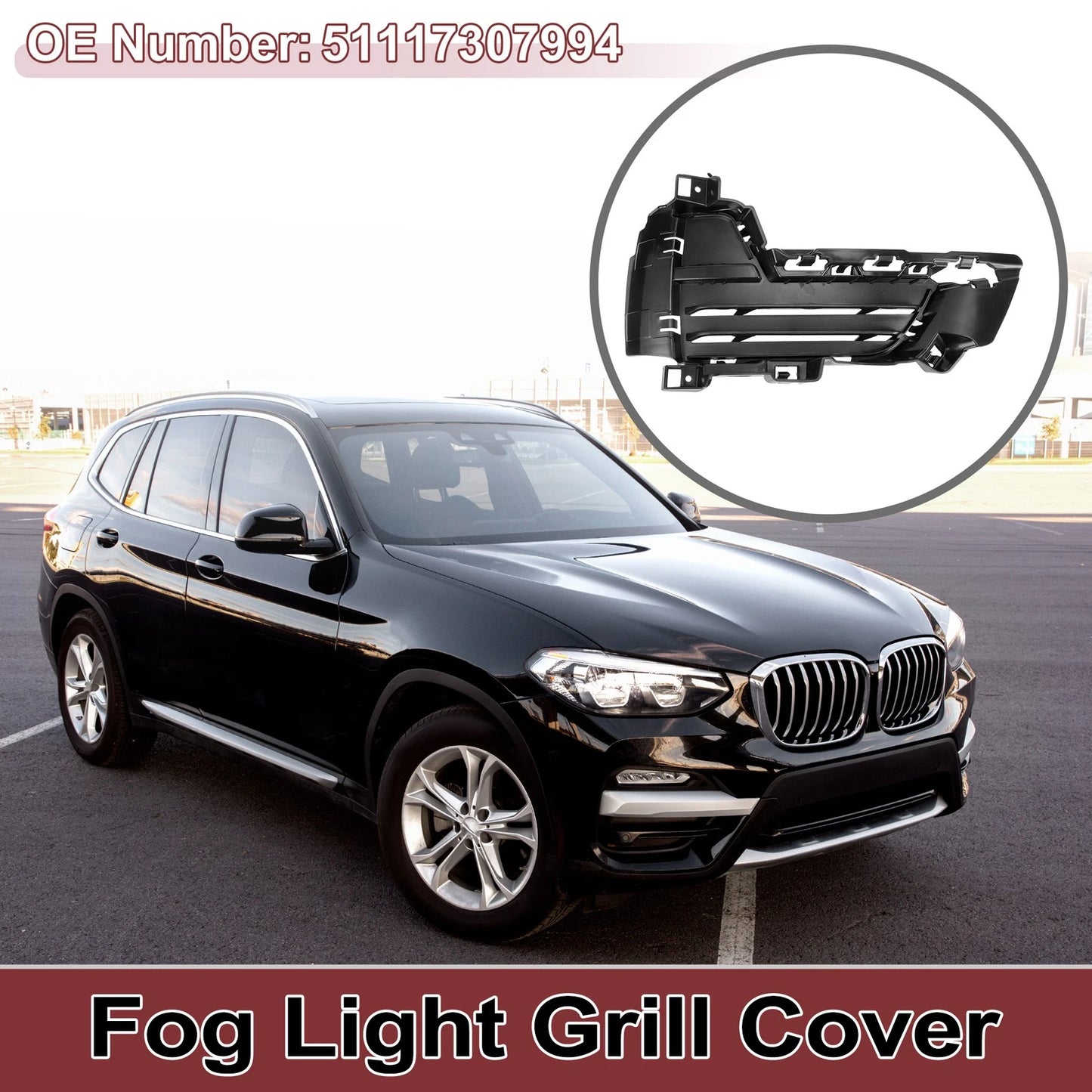 Front Right Fog Light Grill for BMW X5 (2014-2018) 1 x Black