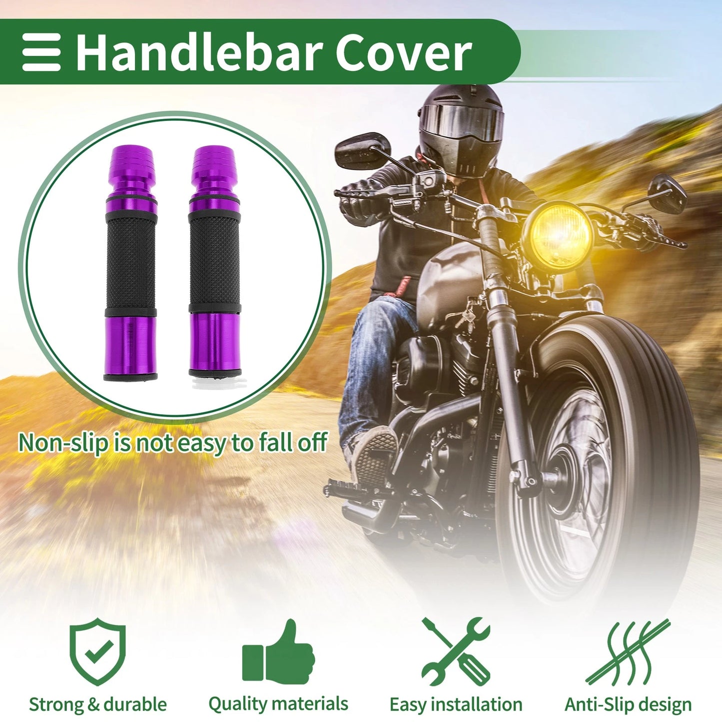 7/8" 22mm Hand Grips Cover Purple for Motorcycle