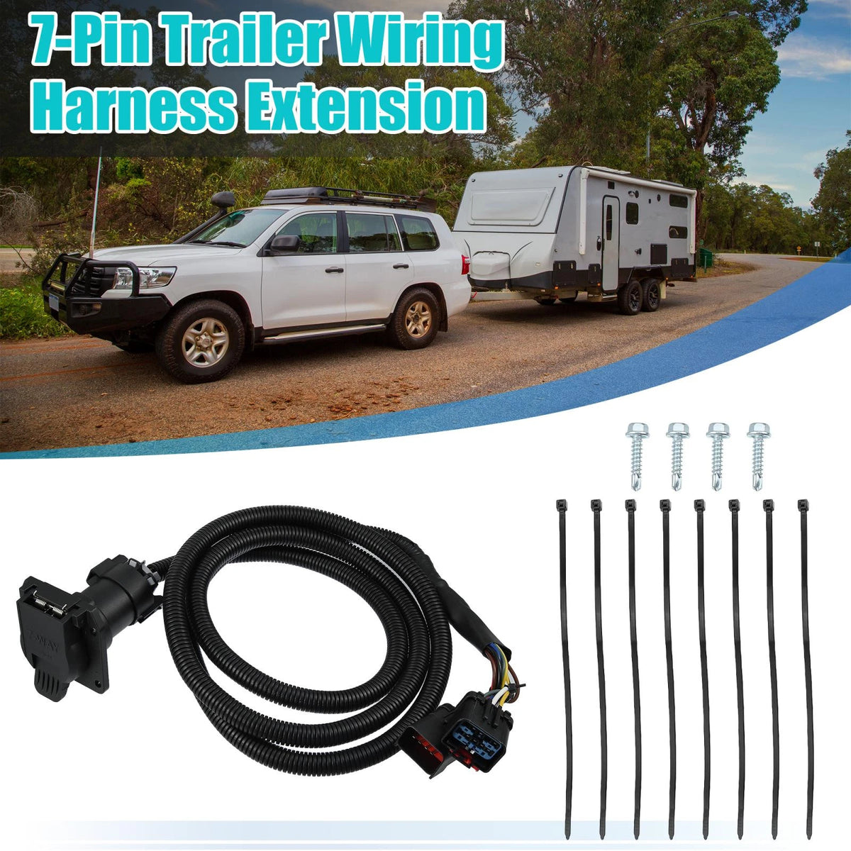 Truck Bed 7-Pin Trailer Wiring Harness Extension for Ram 1500 2500