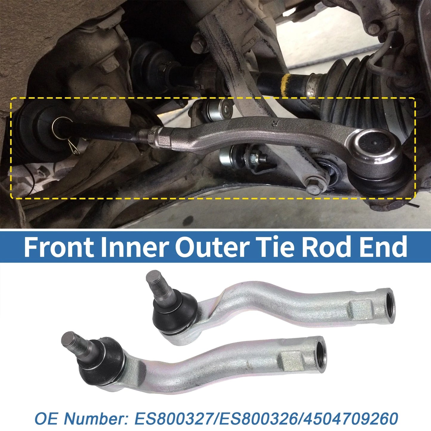 2 x Front Outer Tie Rod End Links for Toyota Tundra