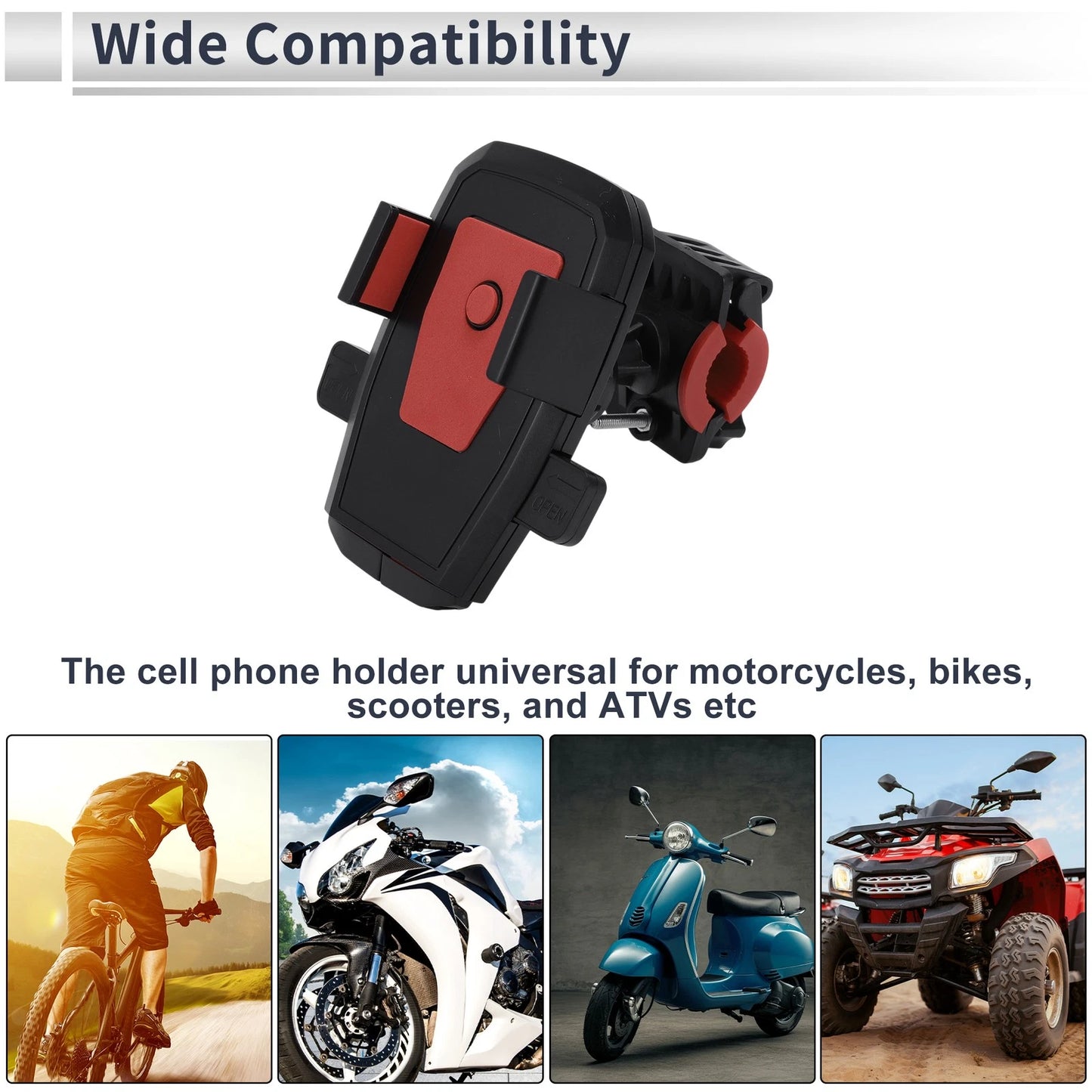 Motorcycle Phone Mount Holder 4.7-7.2" Phones Black 1 Pcs for Motorcycle