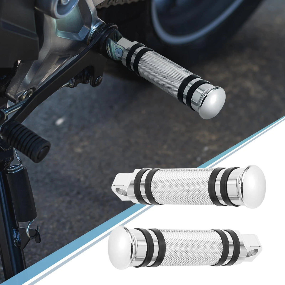 Pair 10mm Aluminum Aolly Rearsets Footrest Silver Tone for Motorcycle