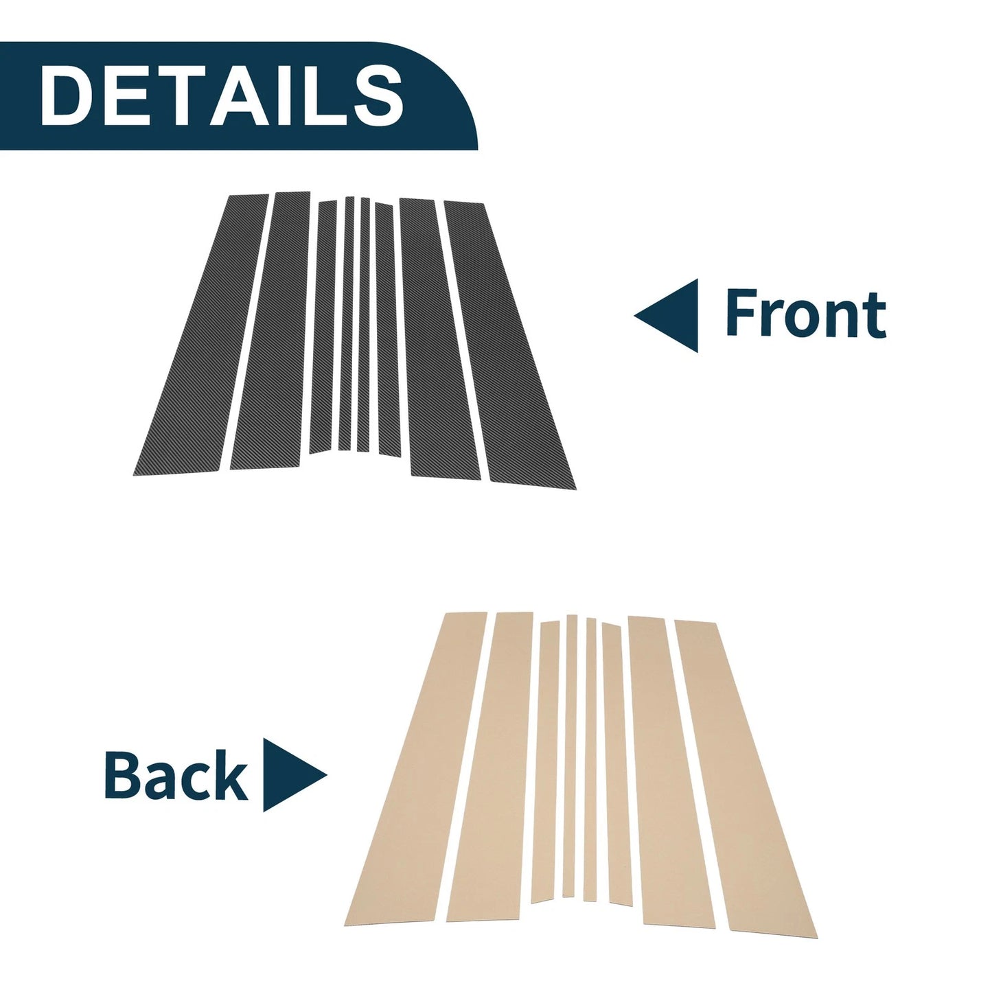 8 Pcs Door Pillar Window Trim for Honda Ridgeline (2017-2023) Carbon Fiber