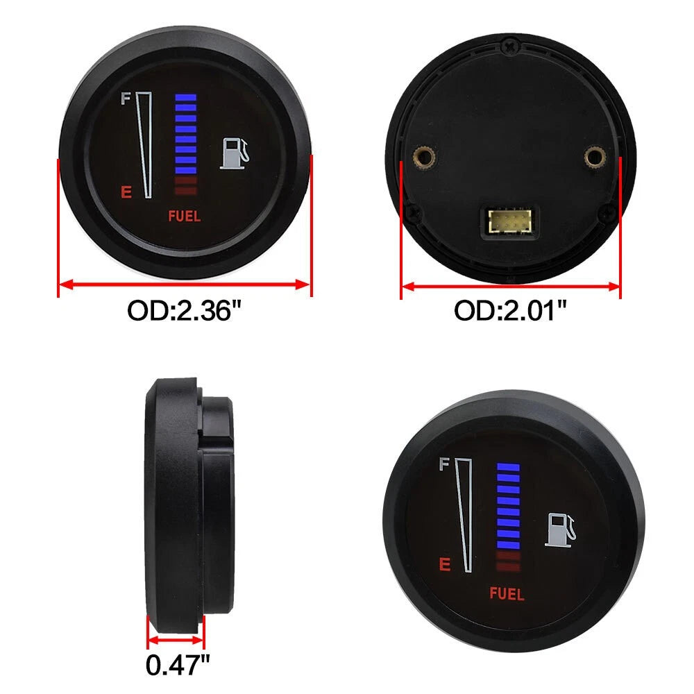 2" 52mm LED Digital Fuel Level Meter Gauge for Universal Car