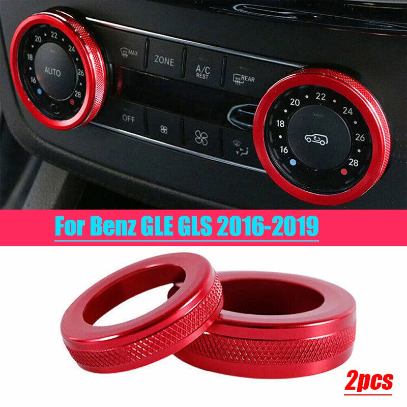 Red Aluminum A/C Button Knob Cover Trim for Benz GLE GLS (2016–2019)