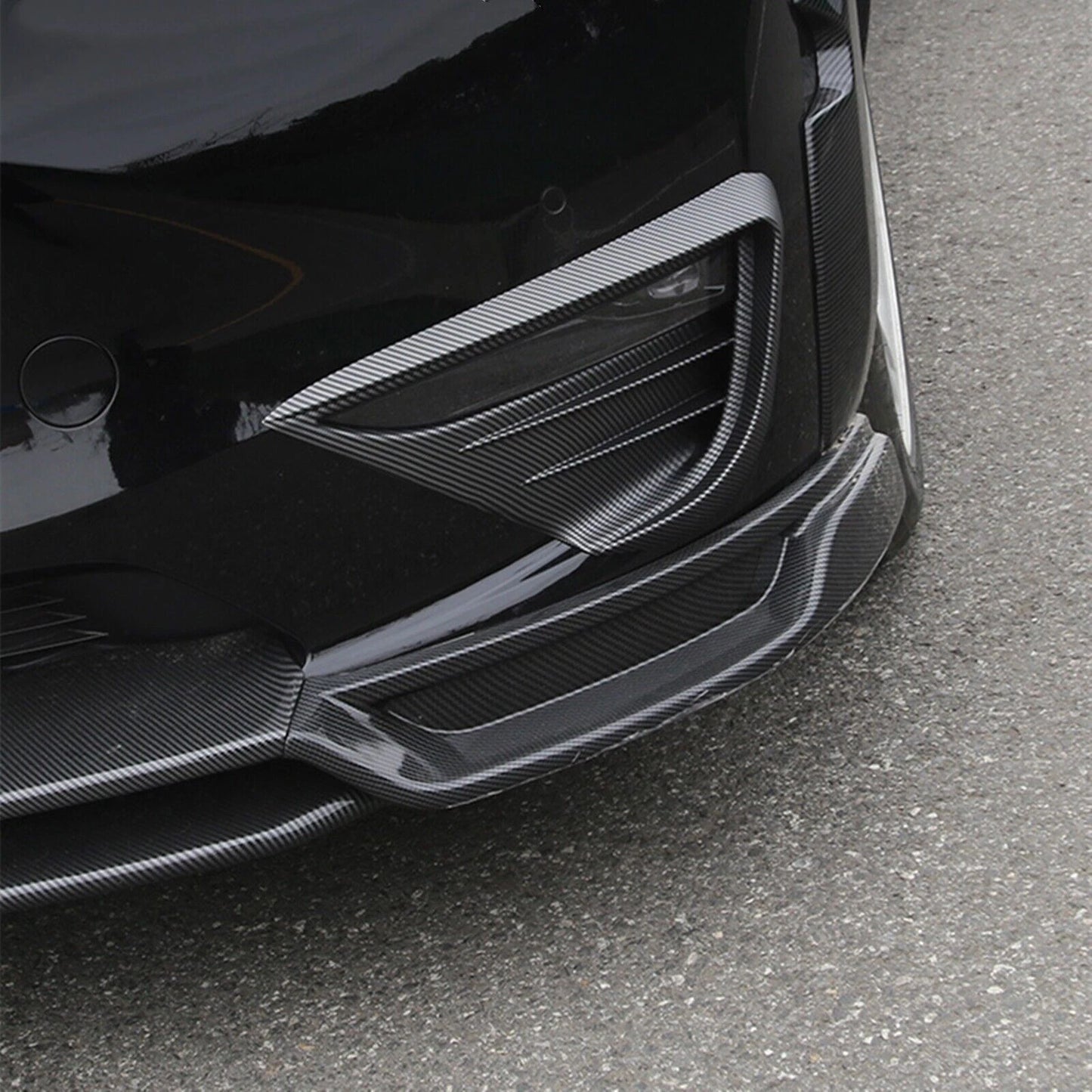 2 x Front Fog Light Covers for Tesla Model Y (2020-2024) Carbon Look