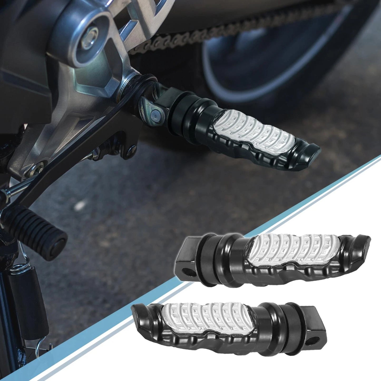 Pair / 8.5mm / Aluminum Aolly Rearsets Footrest Footpeg Silver for Motorcycle