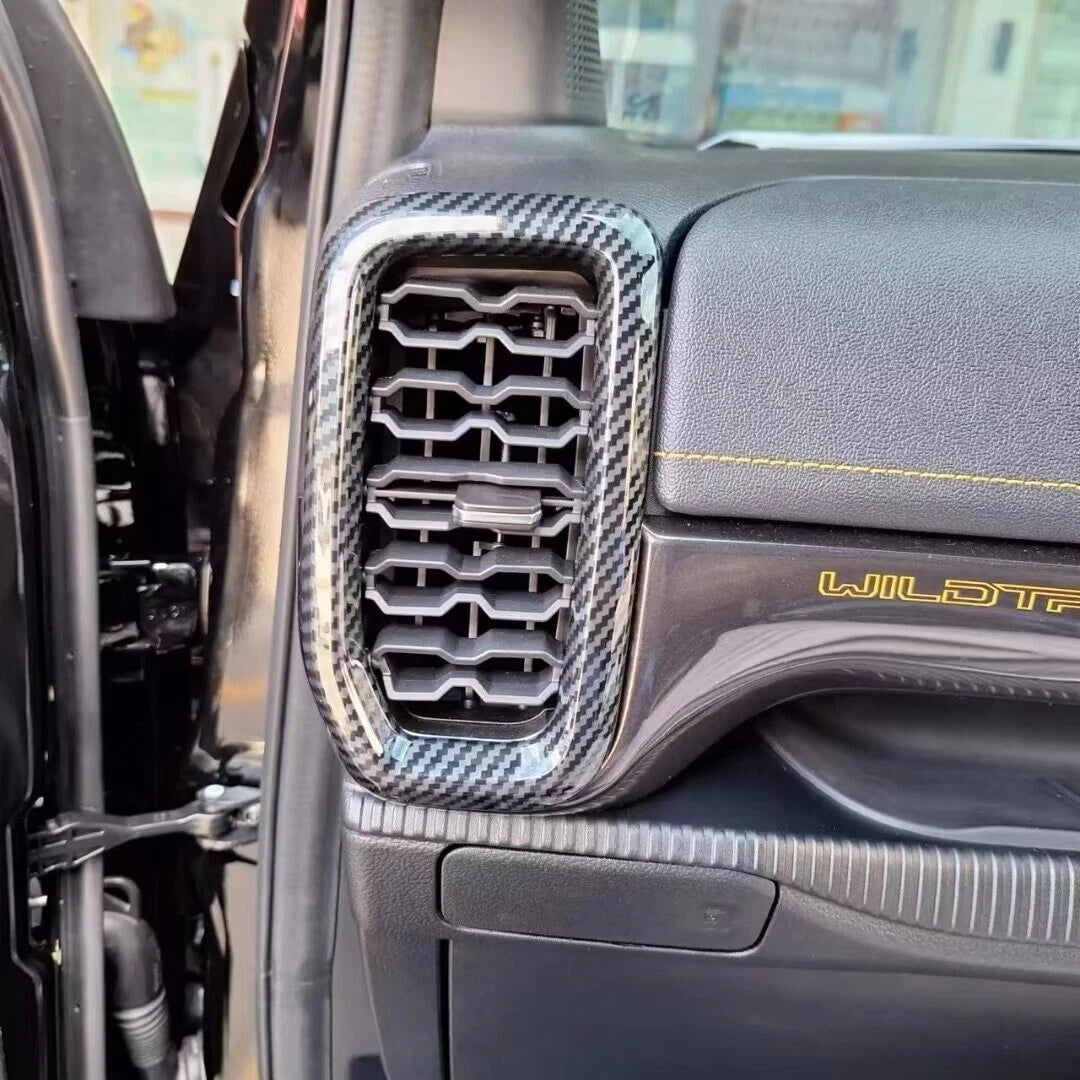 ABS Front Side Vent Air Outlet Lid Carbon Fiber Cover Trim for Ford Ranger (2023)
