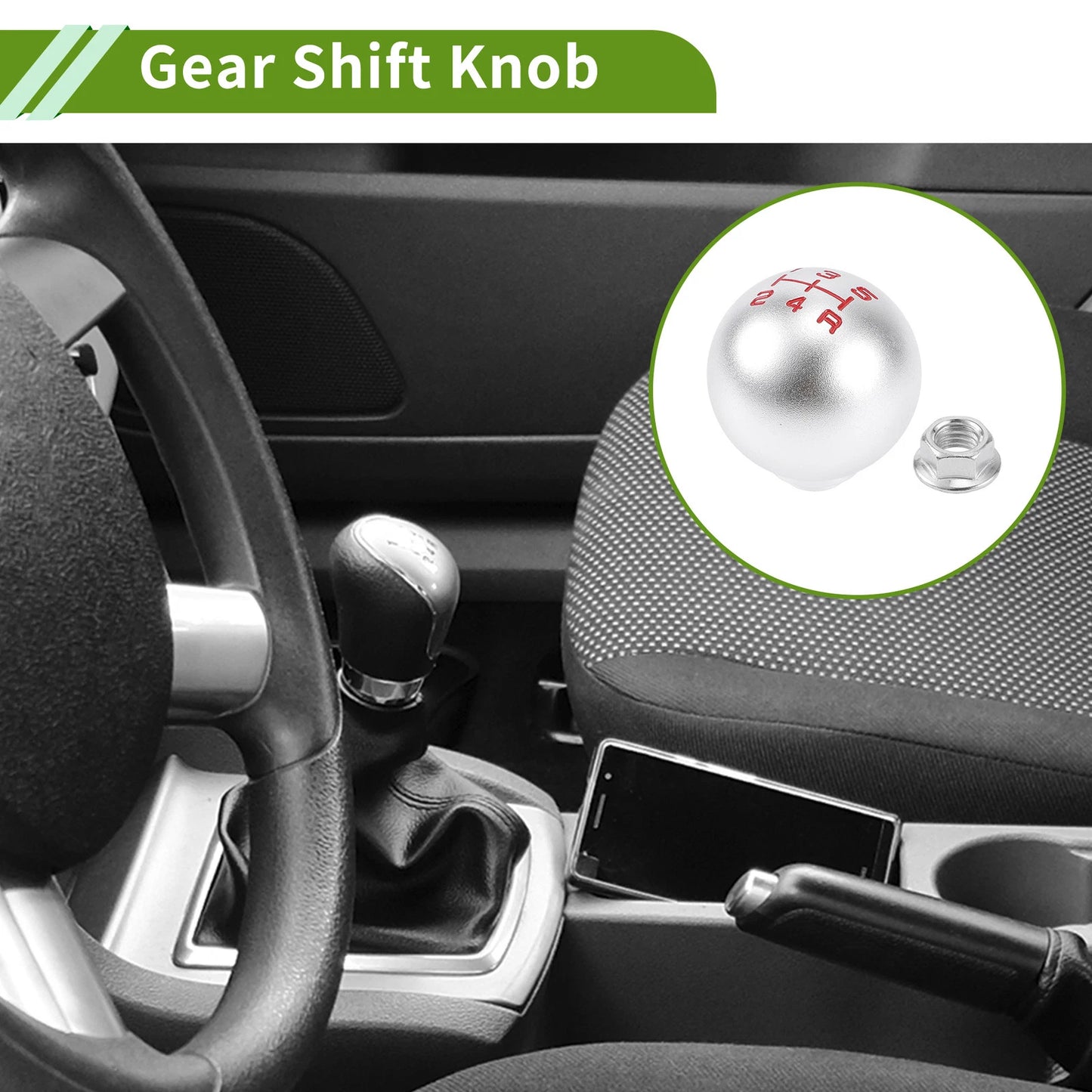 5 Speed Gear Shift Knob for Honda Accord (1990-1997) - Aluminum Silver Tone