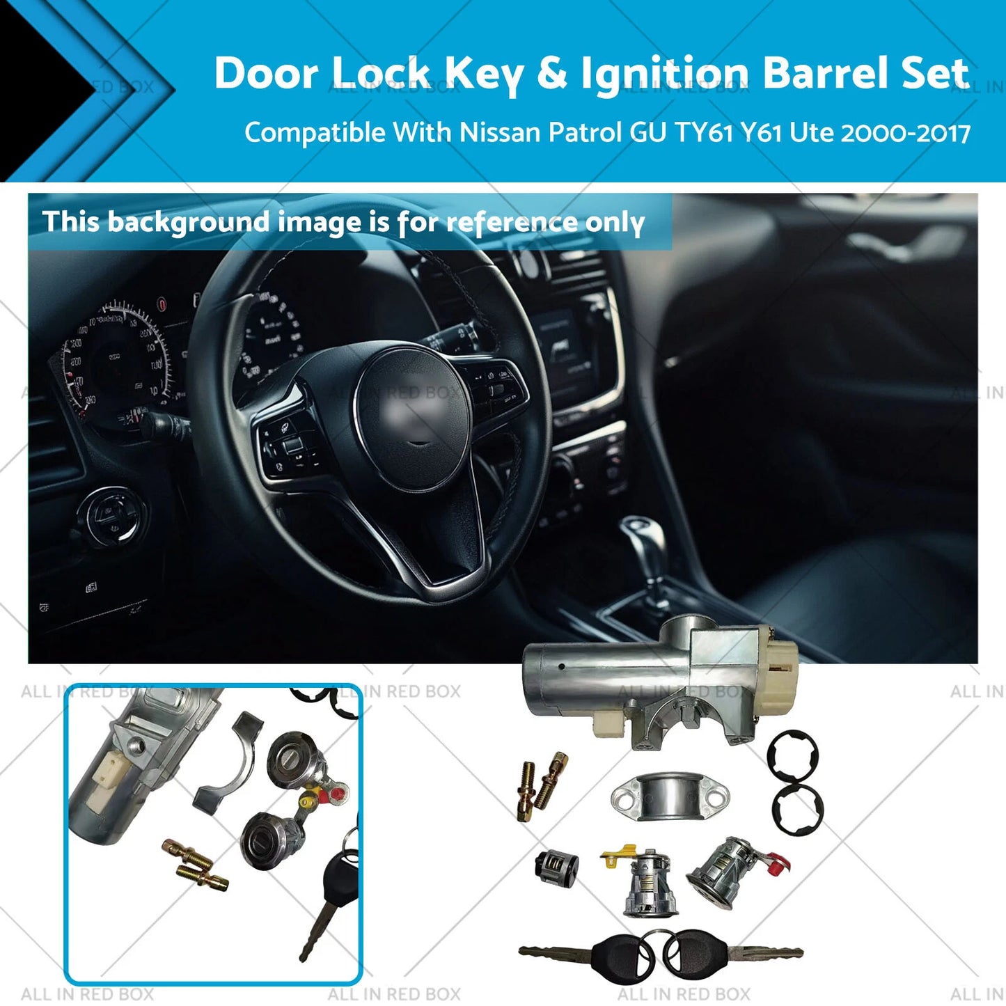 Door Lock Key Ignition Barrel Set for Nissan Patrol GU Y61 Ute (2000-2017)