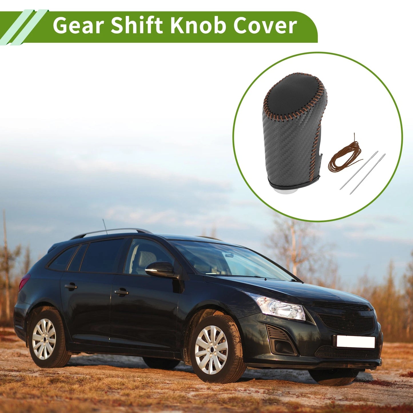 Gear Shift Knob Cover for Chevrolet Malibu Black Carbon Fiber (2016-2023)
