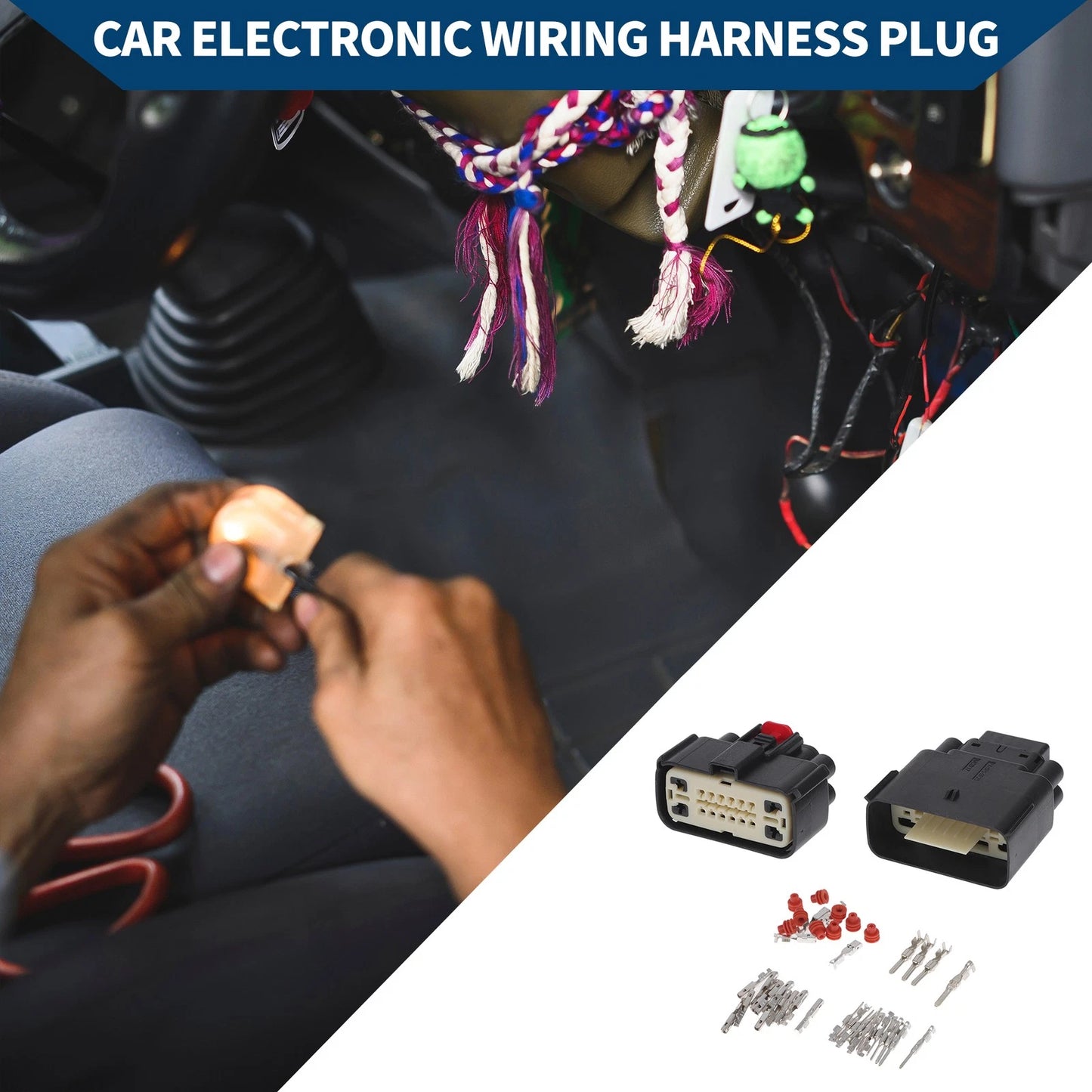 16 Pins Car Electronic Wiring Harness Plug Black for Buick