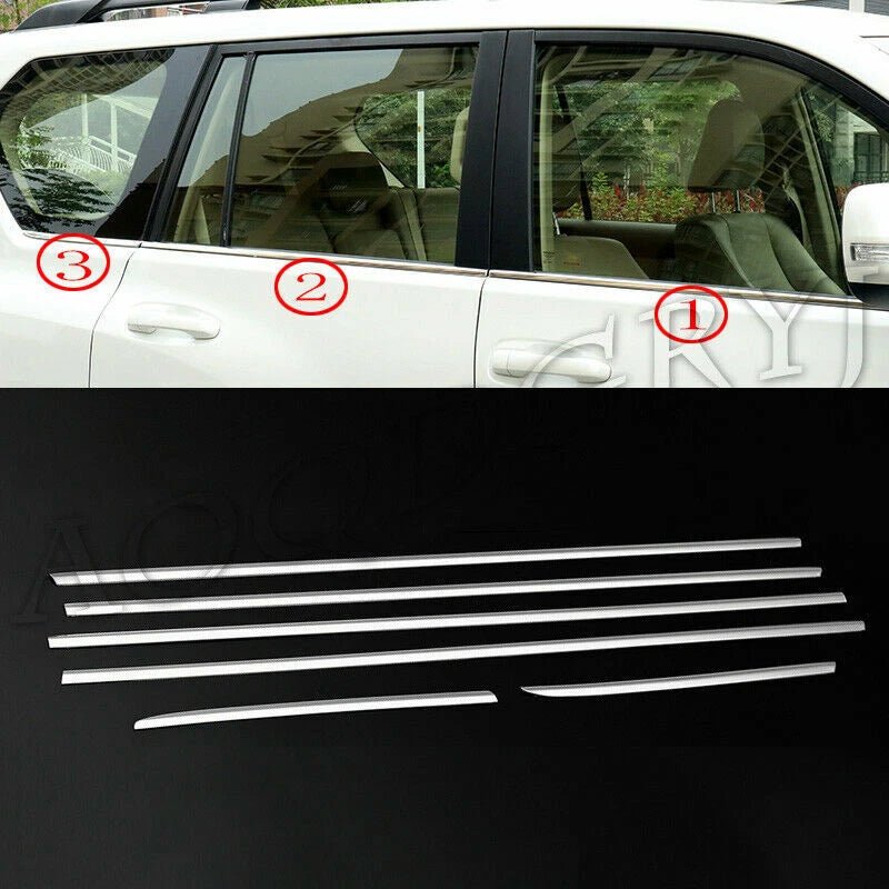 Chrome Stainless Window Frame Cover Trim for Toyota Prado Fj150 (2010–2022)