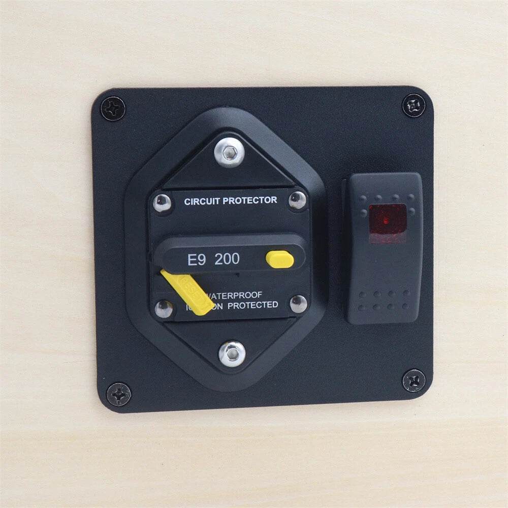 200A Circuit Breaker Panel + Red LED Rocker Switch for Car SUV