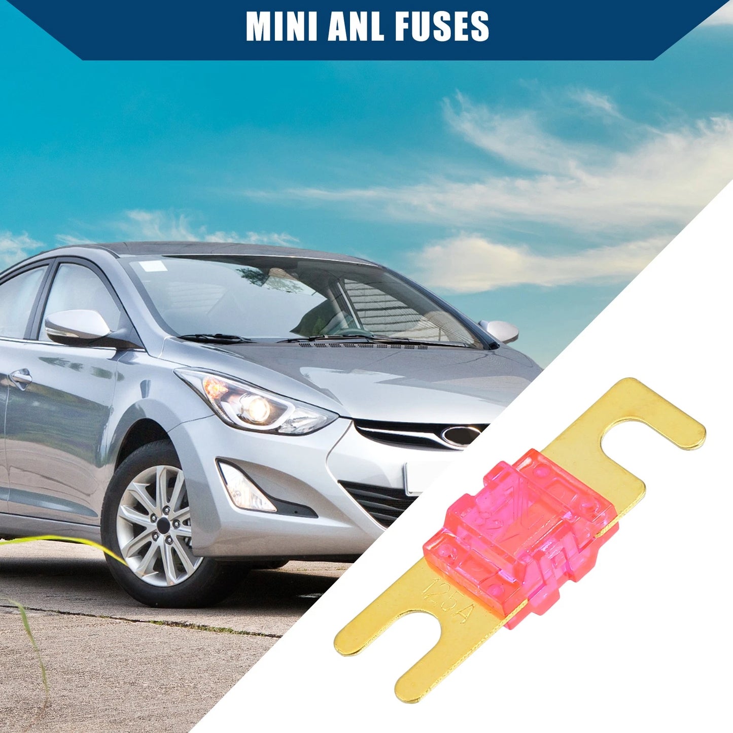 Mini ANL Fuses 10 Pcs for Car Motorcycle Gold Tone Pink