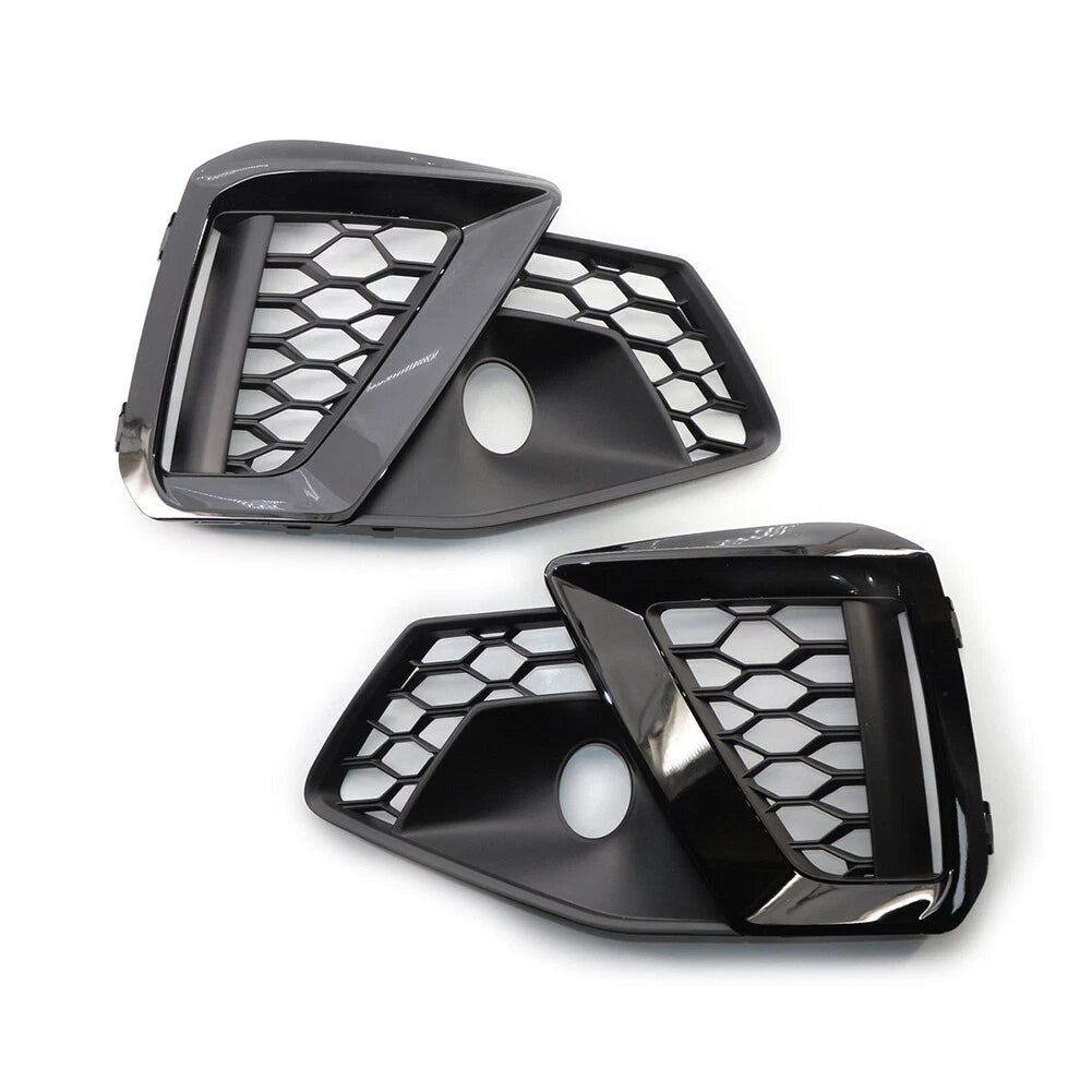 Gloss Black Front Bumper Fog Light Grille for Audi A4L (2020-2022)