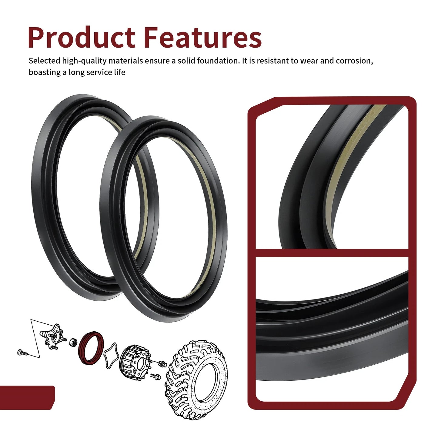 2 x Front Brake Drum Dust Seal for Honda Rubicon 500 Rancher 350 400(2003–2013)