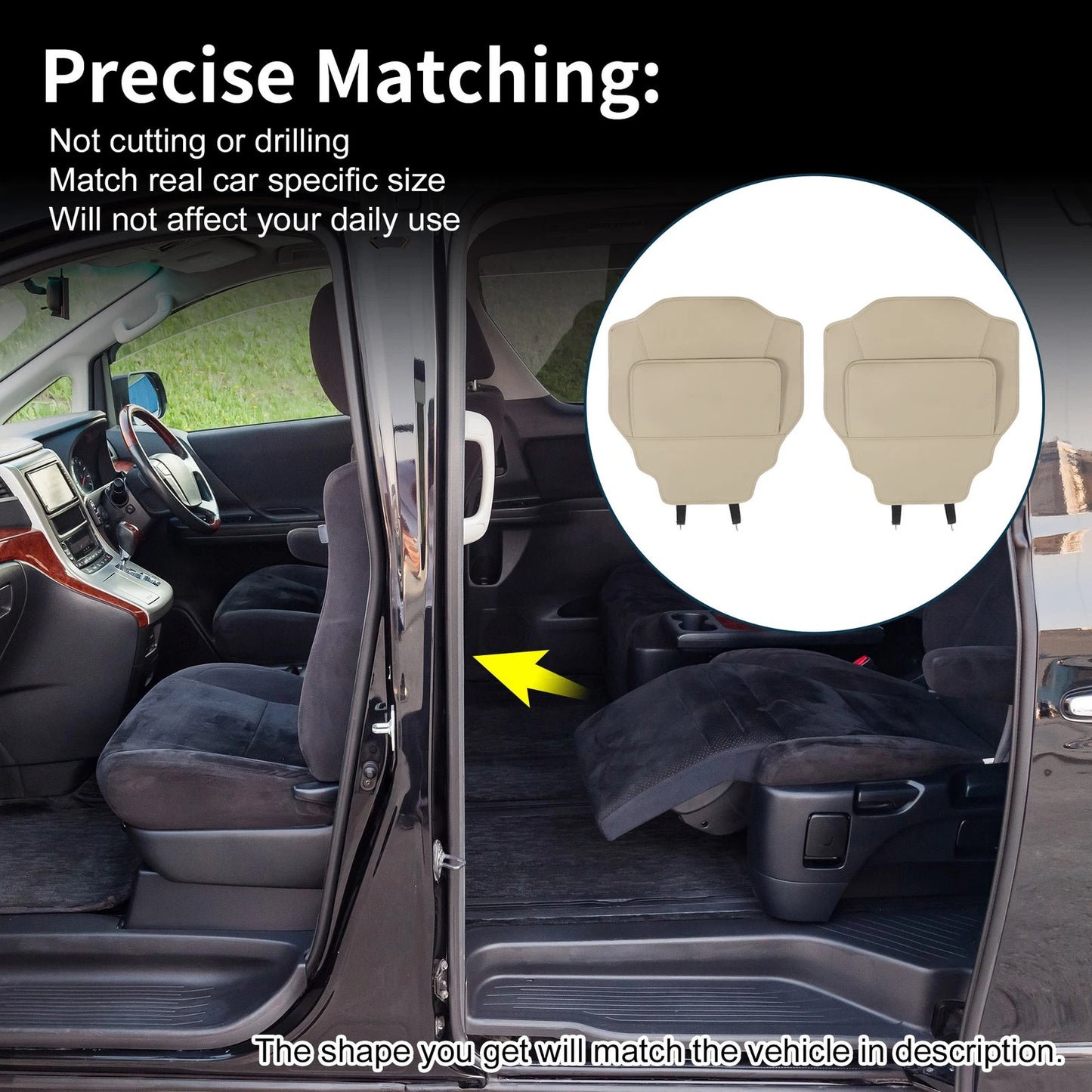 Leather Car Door Anti Kick Pad Sticker / 40 Beige / Leather Car Door Anti Kick Pad Sticker for Toyota Vellfire Alphard