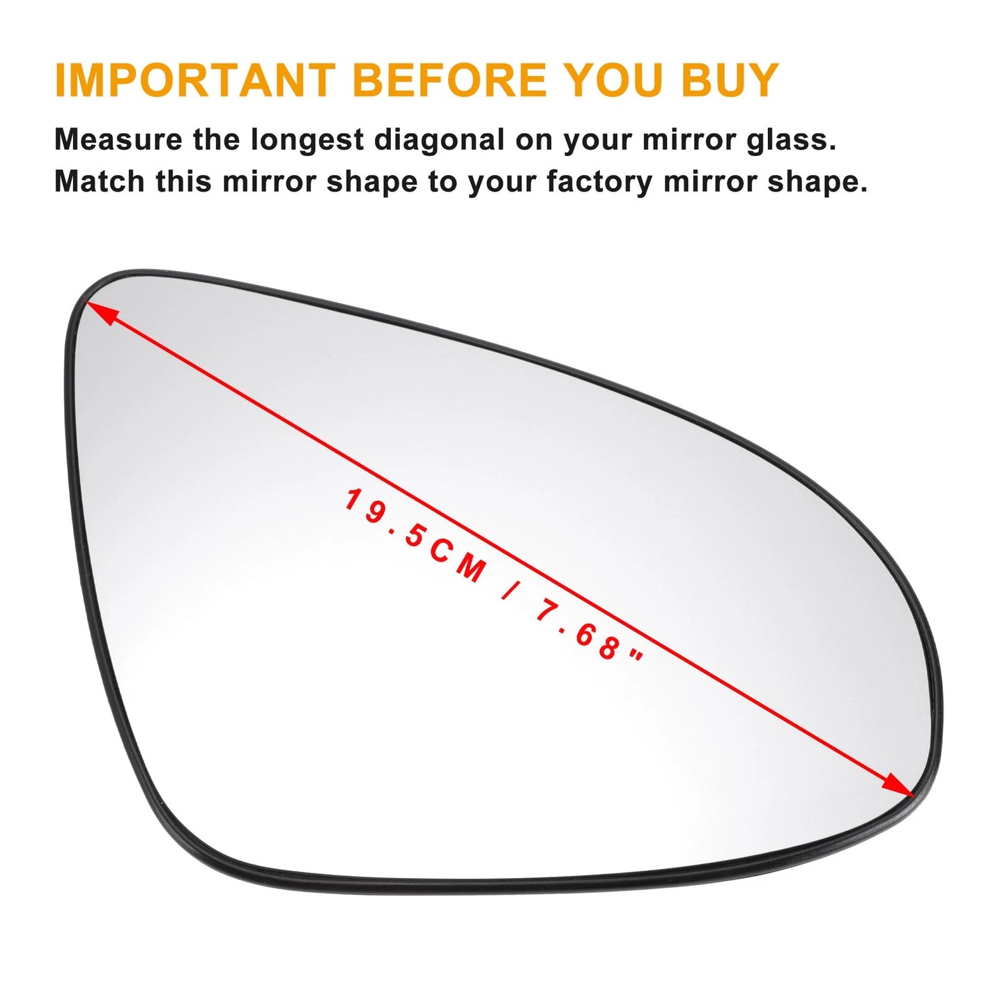 Right Side White Mirror Glass w/ Back Heated for Peugeot 108 for TOYOTA AYGO