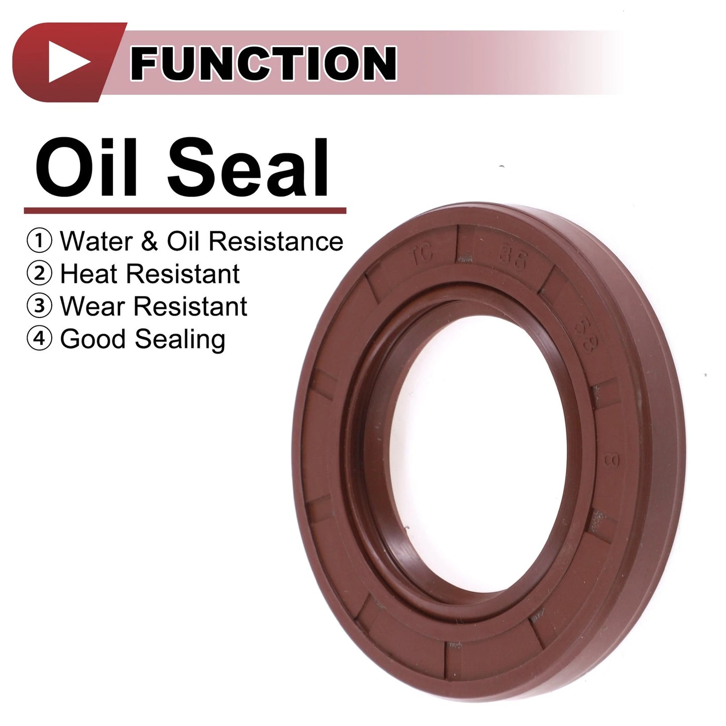 Oil Seal 35x58x8mm Brown 2 x Seal Ring Rotary Seal FKM Rubber for Make Model