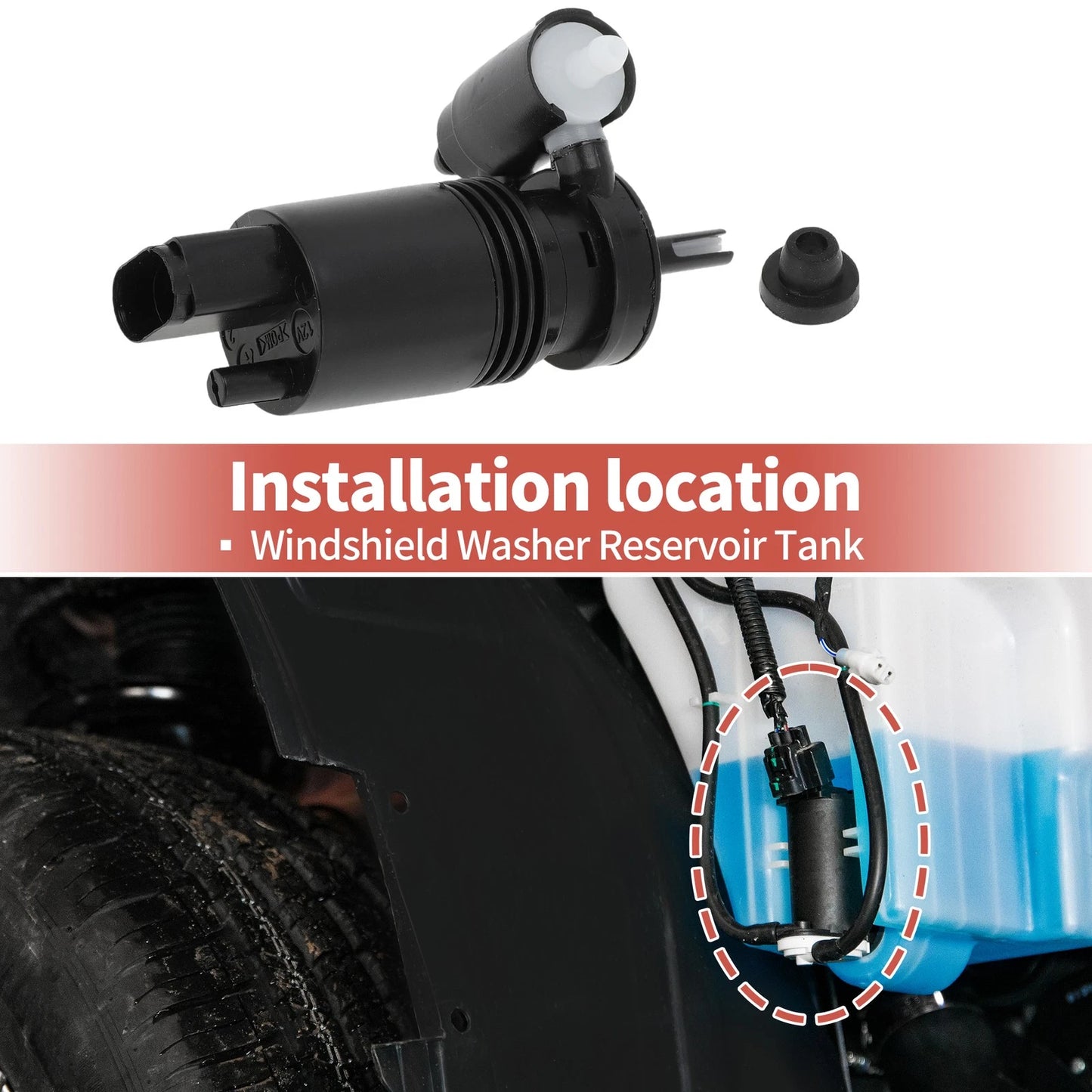Windshield Washer Pump for Cadillac Chevy Equinox (2005-2017)