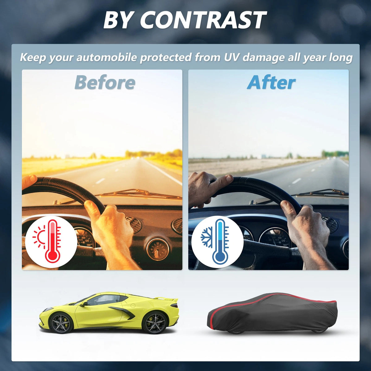 Cover for Chevrolet Corvette C3 Waterproof All Weather Black Red