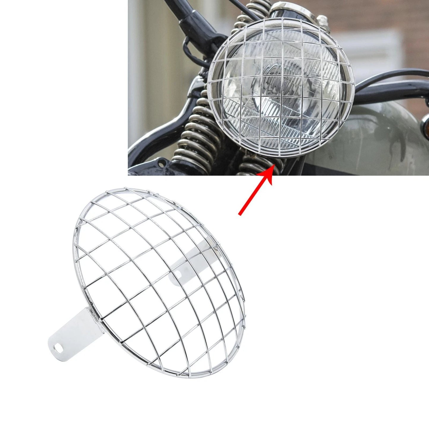 7.8" Chrome Plating Metal Headlight Mesh Grill Grid Cover for Harley