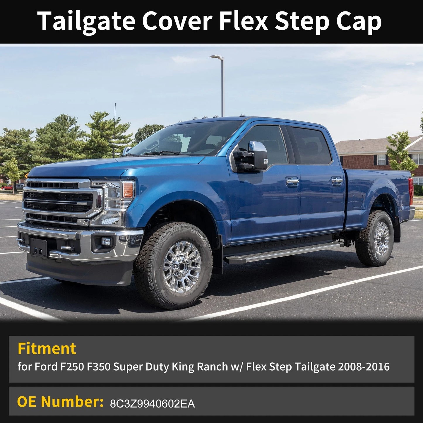 Tailgate Flex Step Trim Cap for Ford F250 F350 Super Duty (2008-2016)