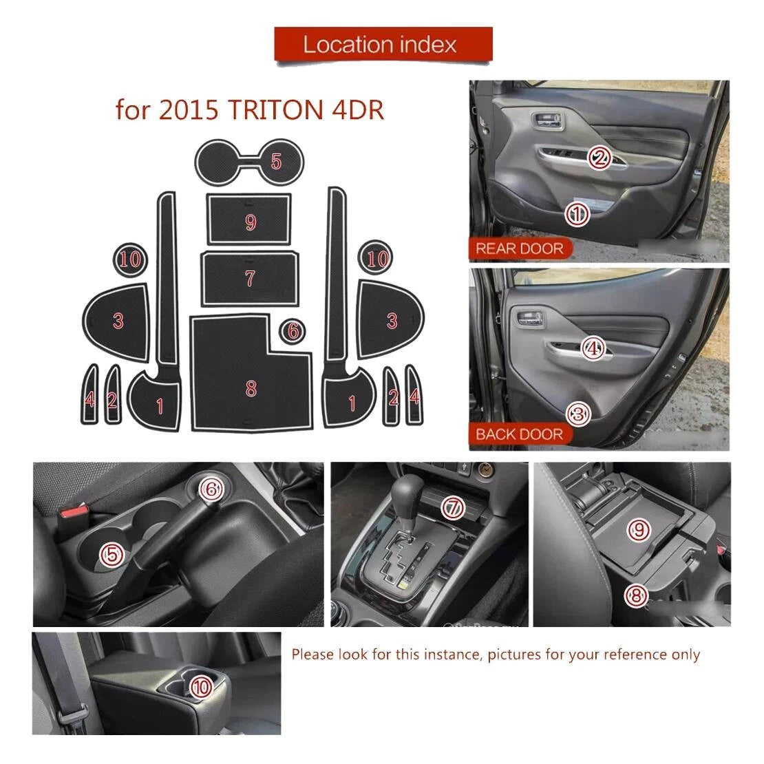 Door Slot Mats Pad for Mitsubishi Triton L200 Cab 4DR (2015-2020)