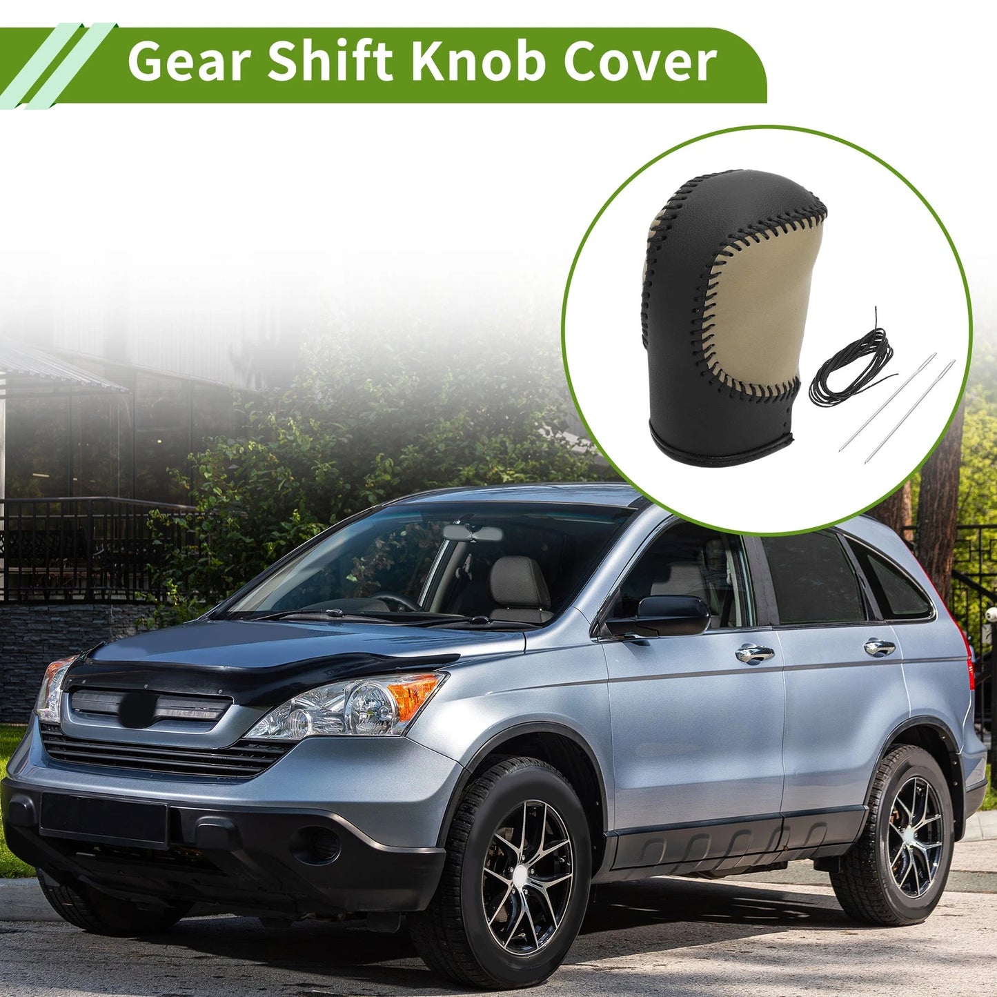 Car Gear Shift Knob Cover 1 Pc for Honda Civic (2022-2024) Black Beige Faux Leather